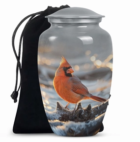 Cardinal Bird Embrace - Adult Love in Cremation Urn