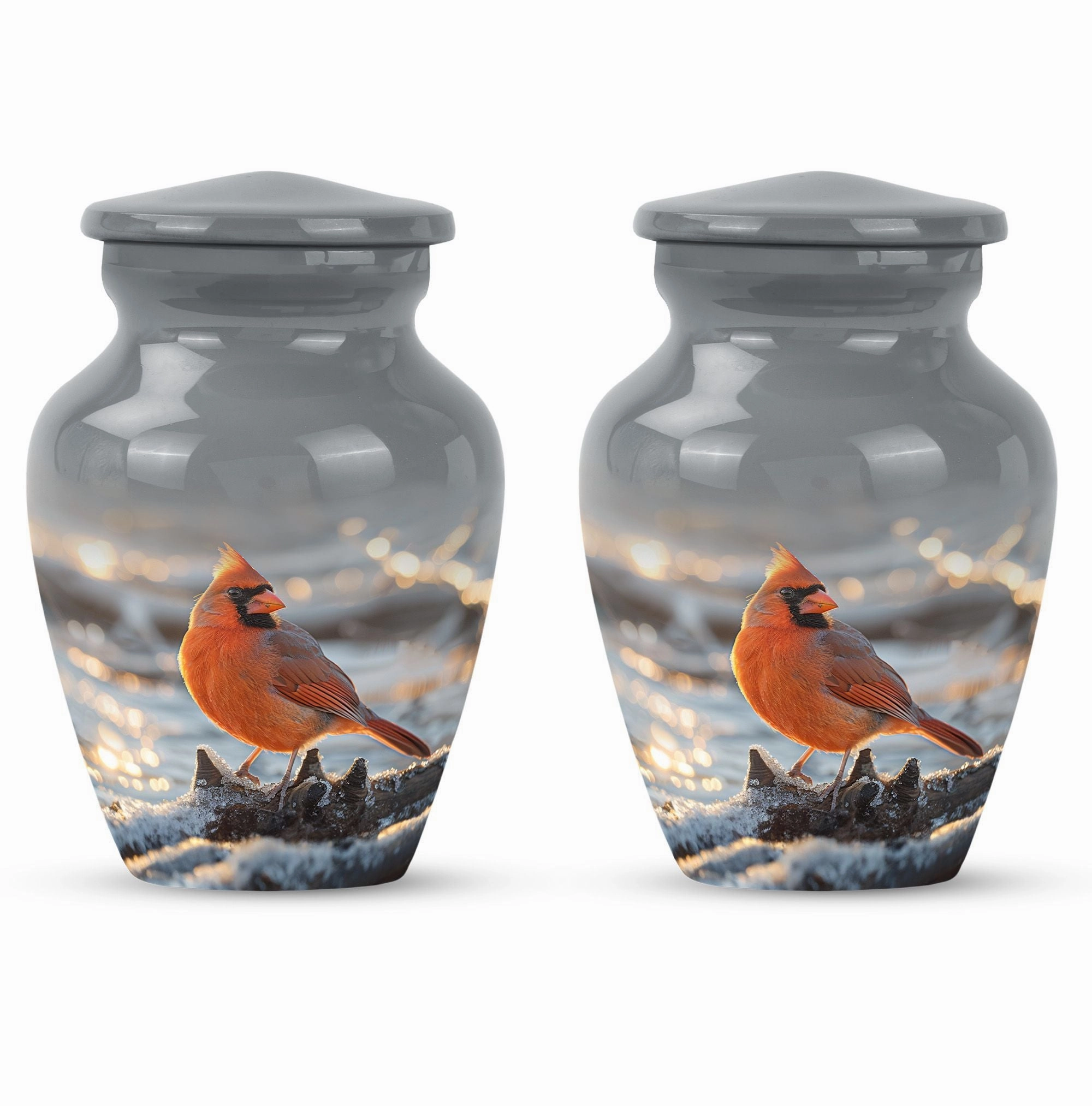 Cardinal Bird Embrace - Adult Love in Cremation Urn