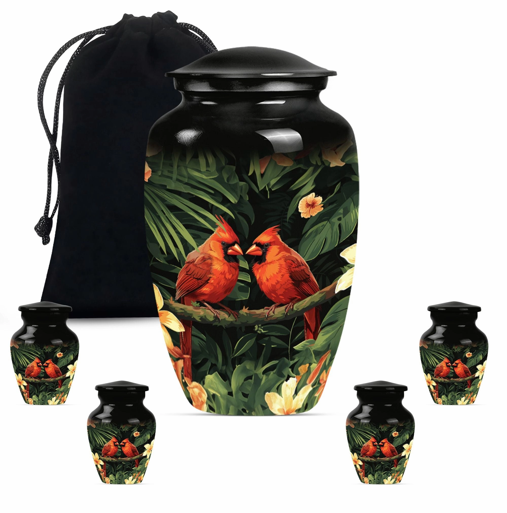 Cardinal Bird Memorial Cremation Urn For Adult Human Ashes