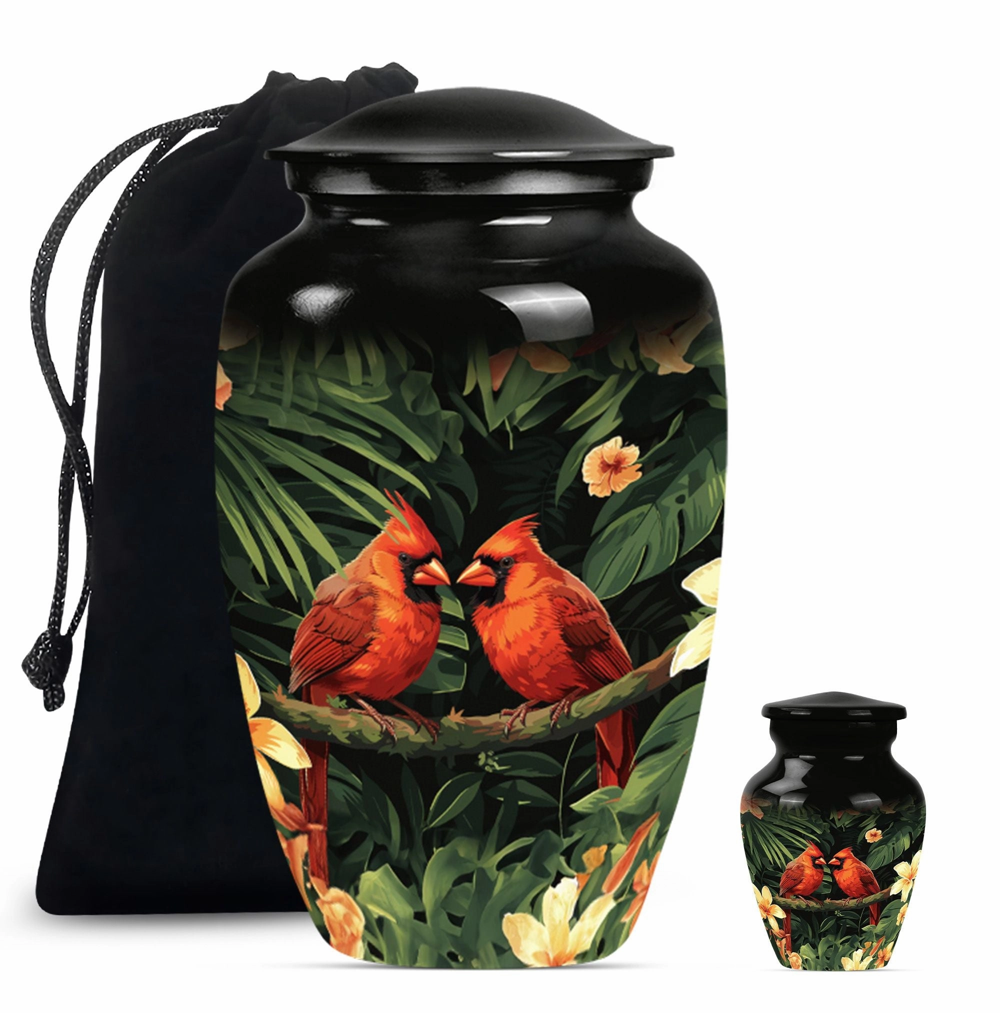 Cardinal Bird Memorial Cremation Urn For Adult Human Ashes