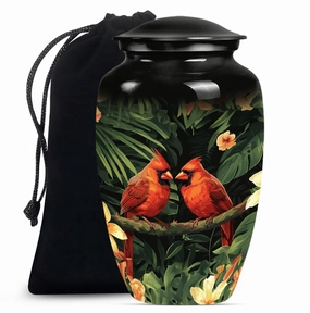 Cardinal Bird Memorial Cremation Urn For Adult Human Ashes
