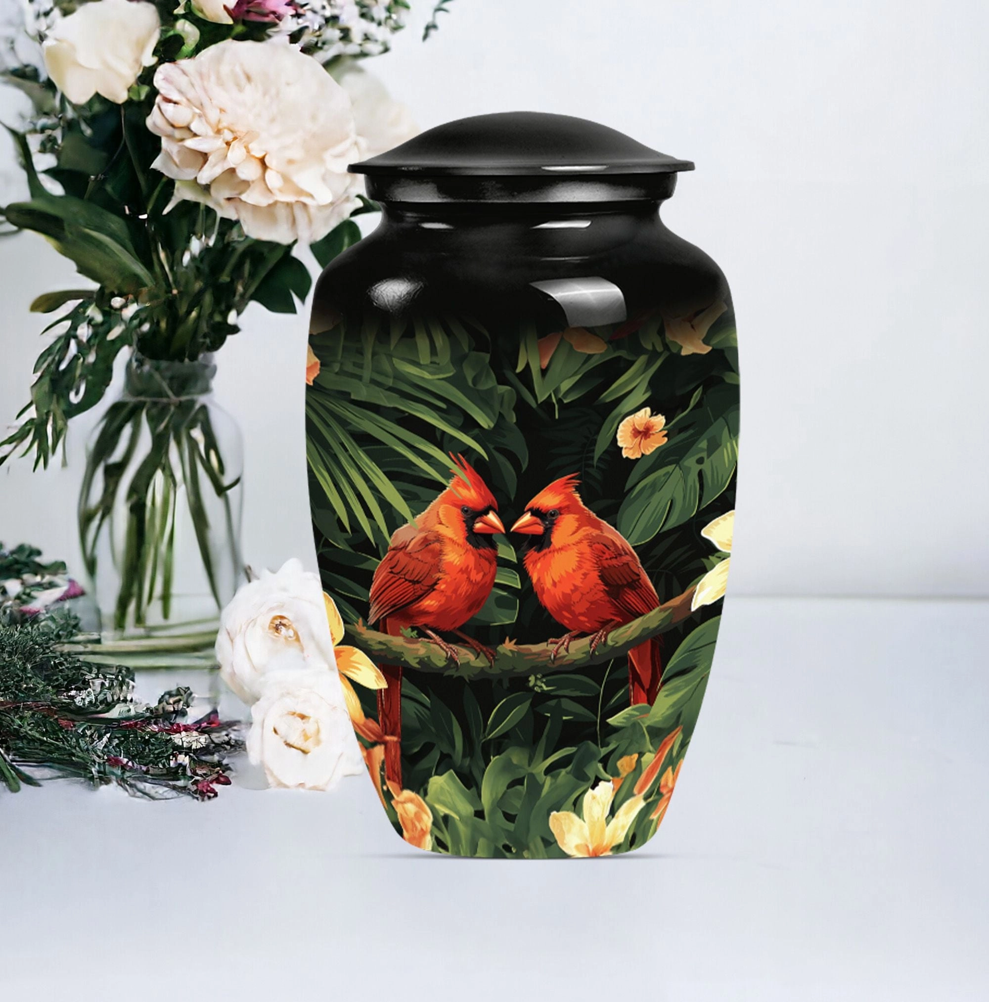 Cardinal Bird Memorial Cremation Urn For Adult Human Ashes
