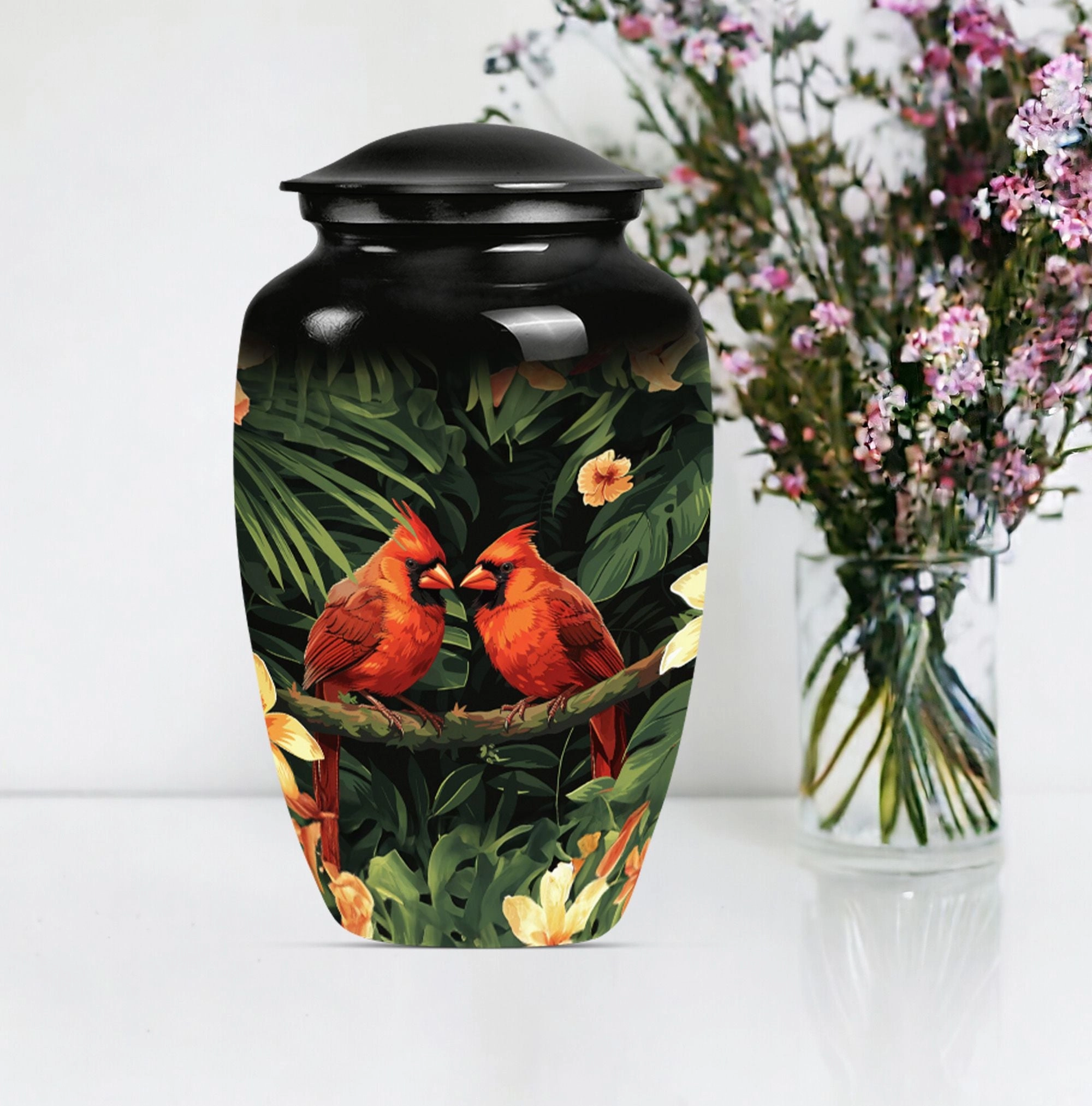 Cardinal Bird Memorial Cremation Urn For Adult Human Ashes