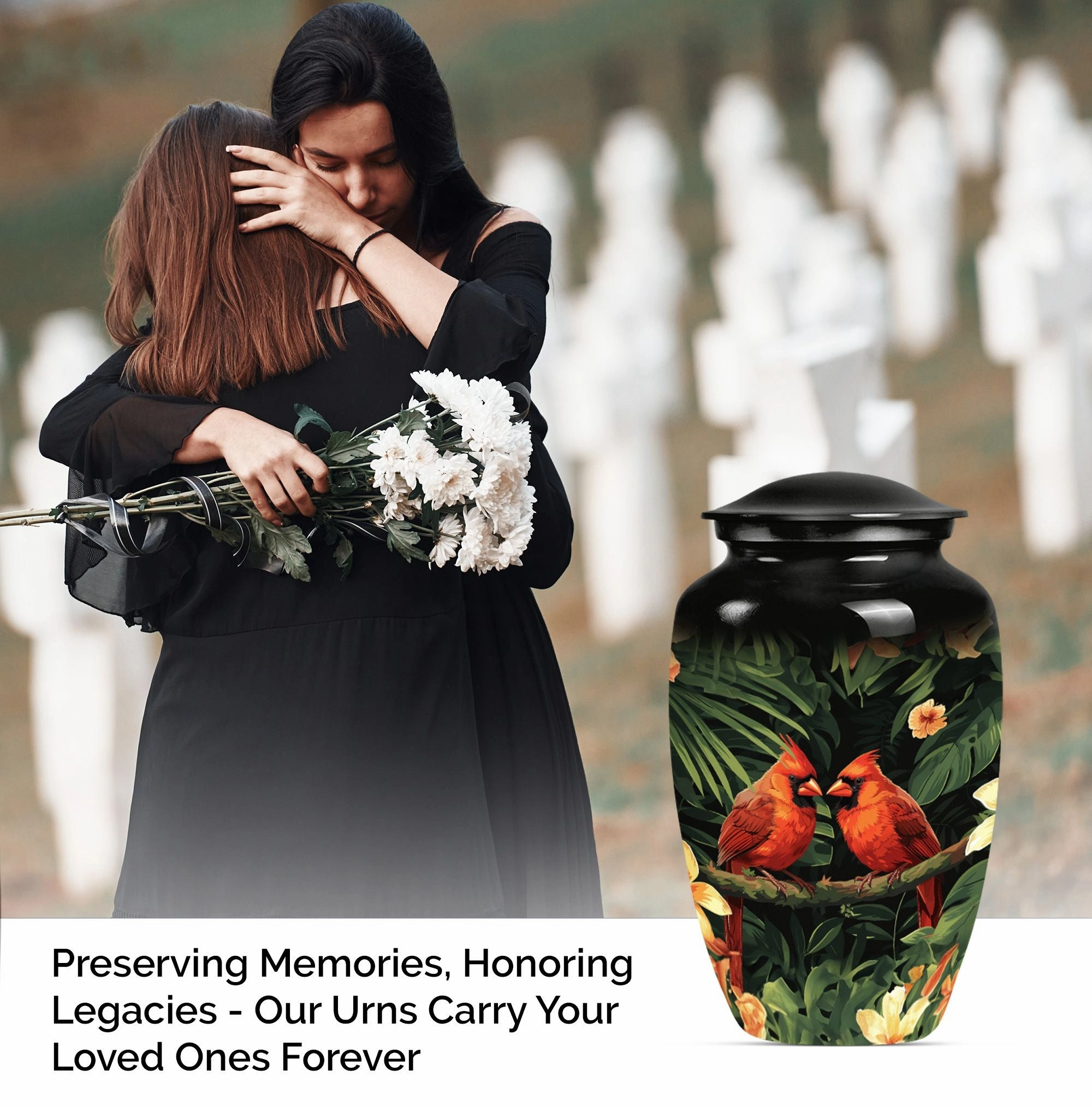Cardinal Bird Memorial Cremation Urn For Adult Human Ashes