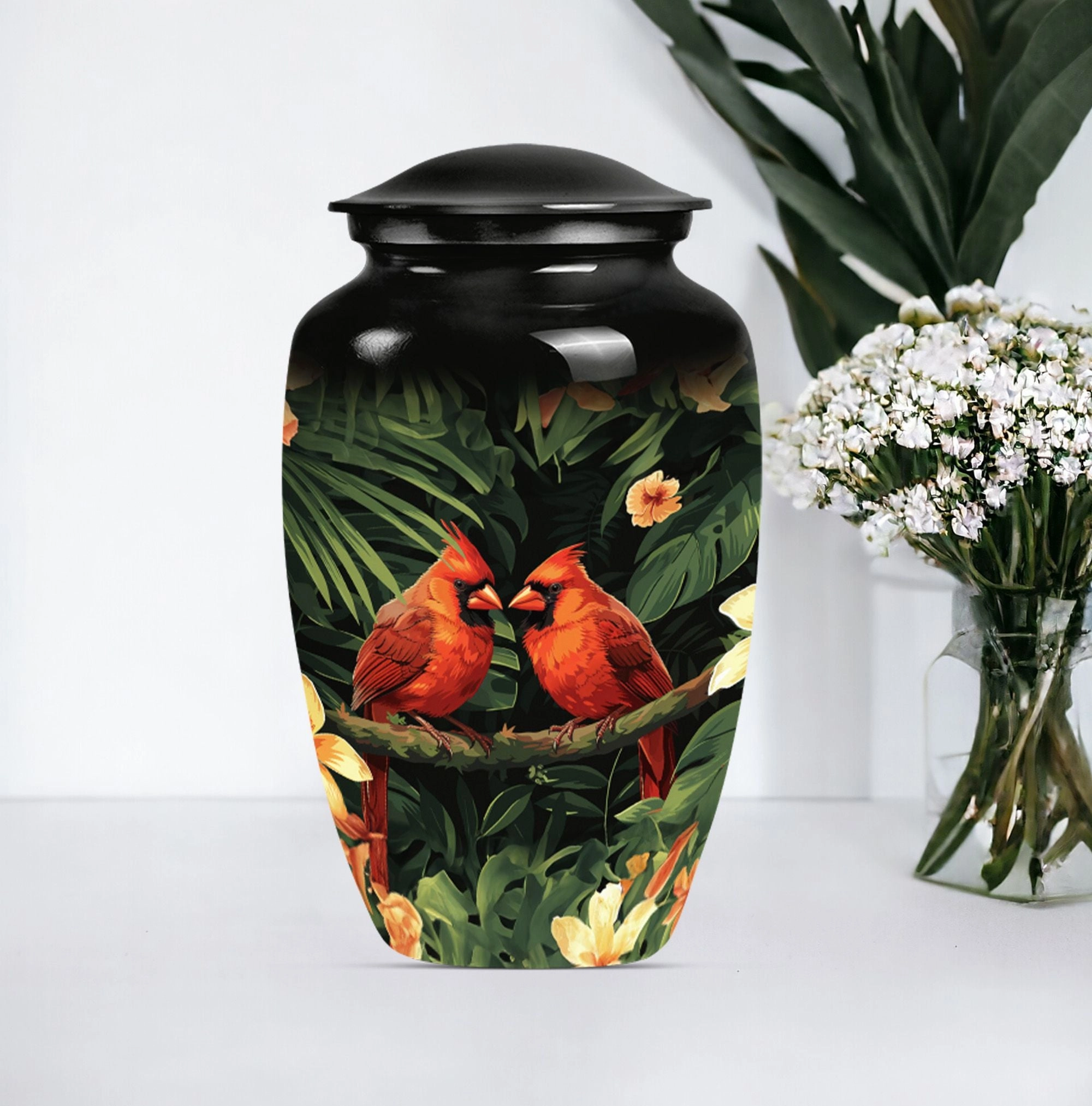 Cardinal Bird Memorial Cremation Urn For Adult Human Ashes