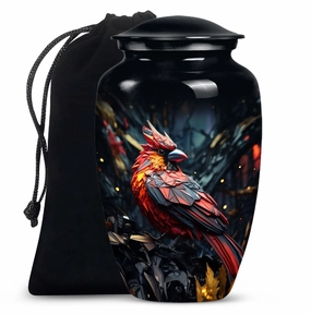Cardinal Bird Memorial Urn, Ideal for Safeguarding Adult Remains