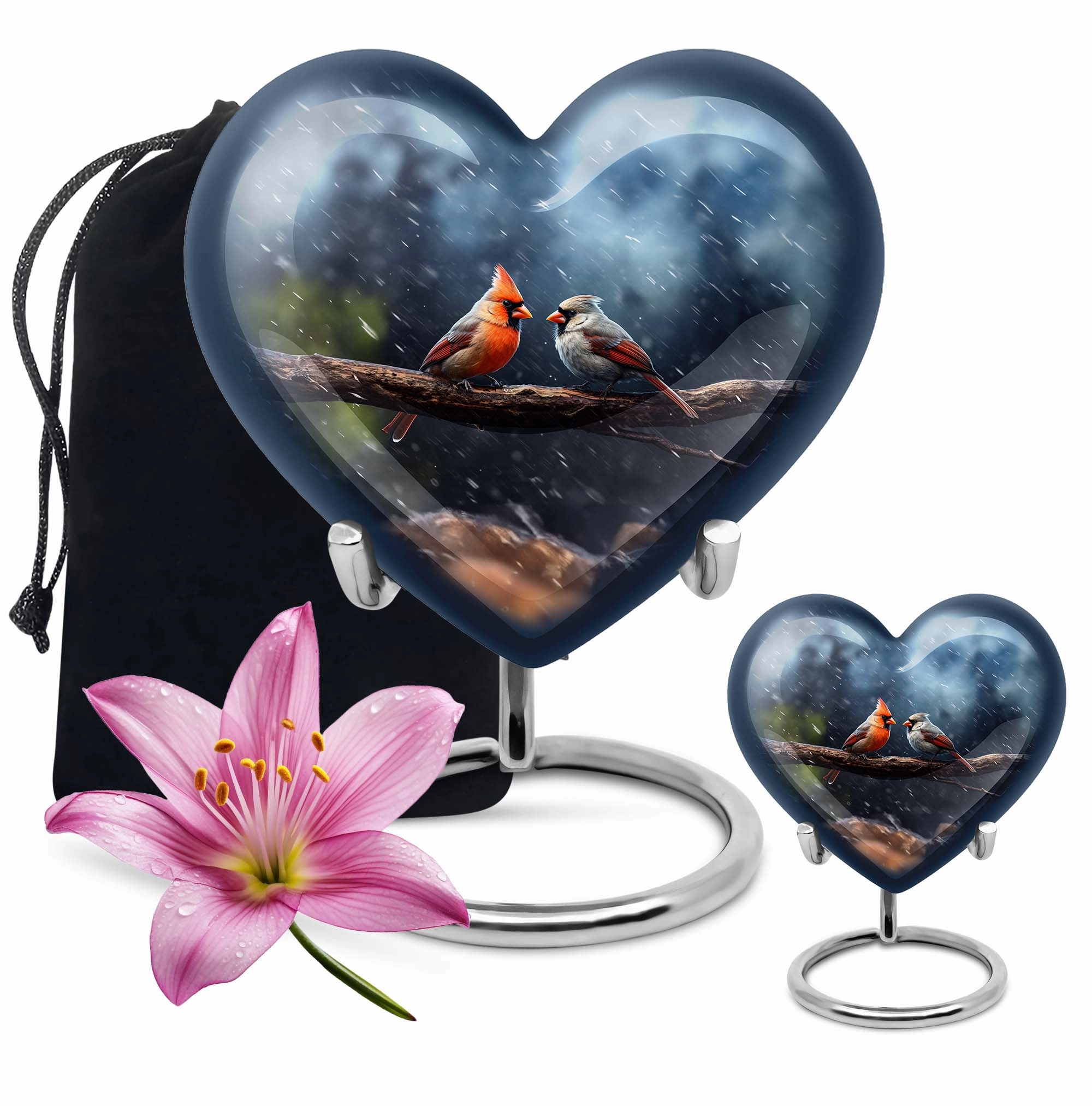 Cardinal Bird Memorial with Elegant Design, Adult Cremation Urn