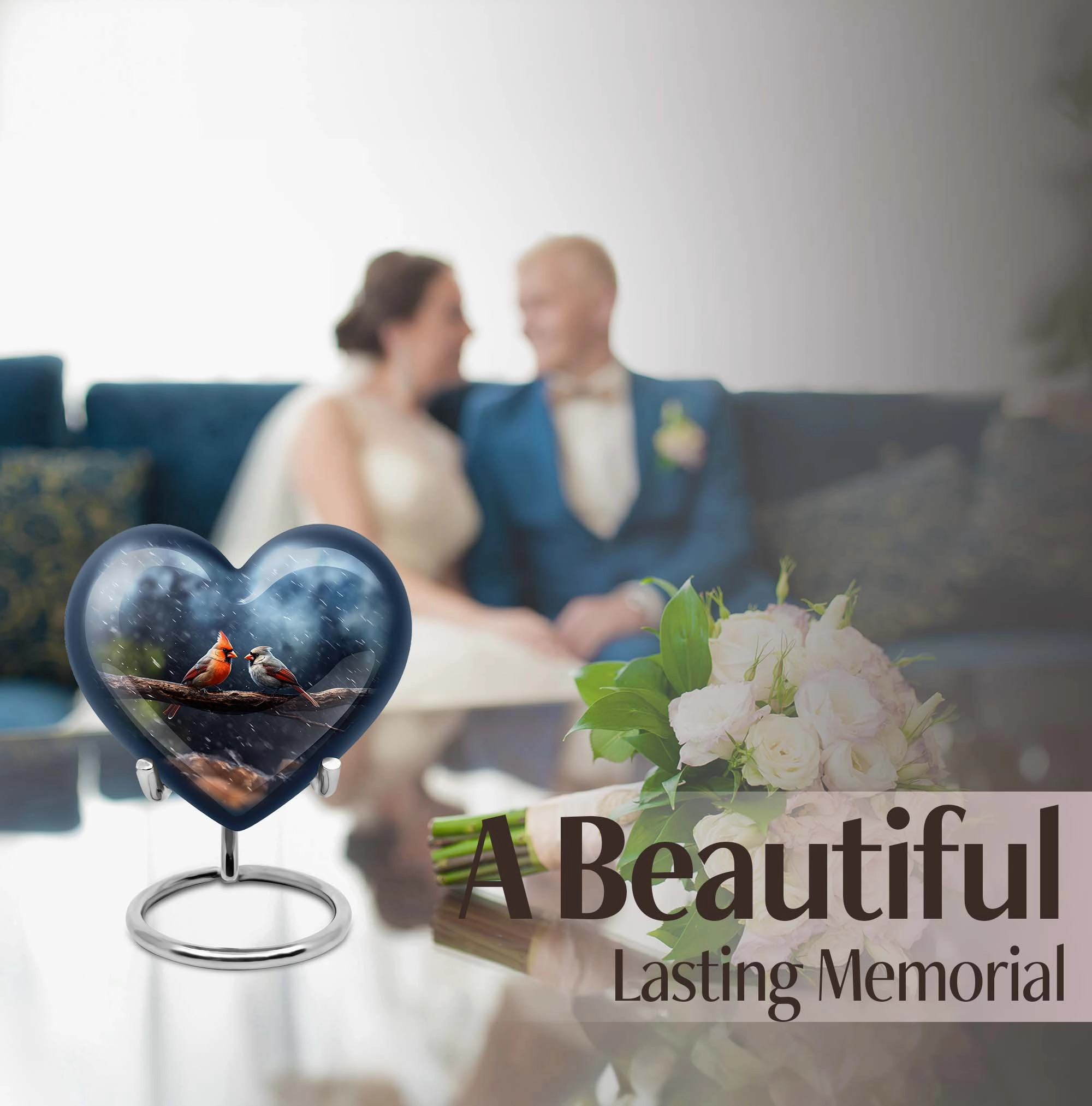 Cardinal Bird Memorial with Elegant Design, Adult Cremation Urn