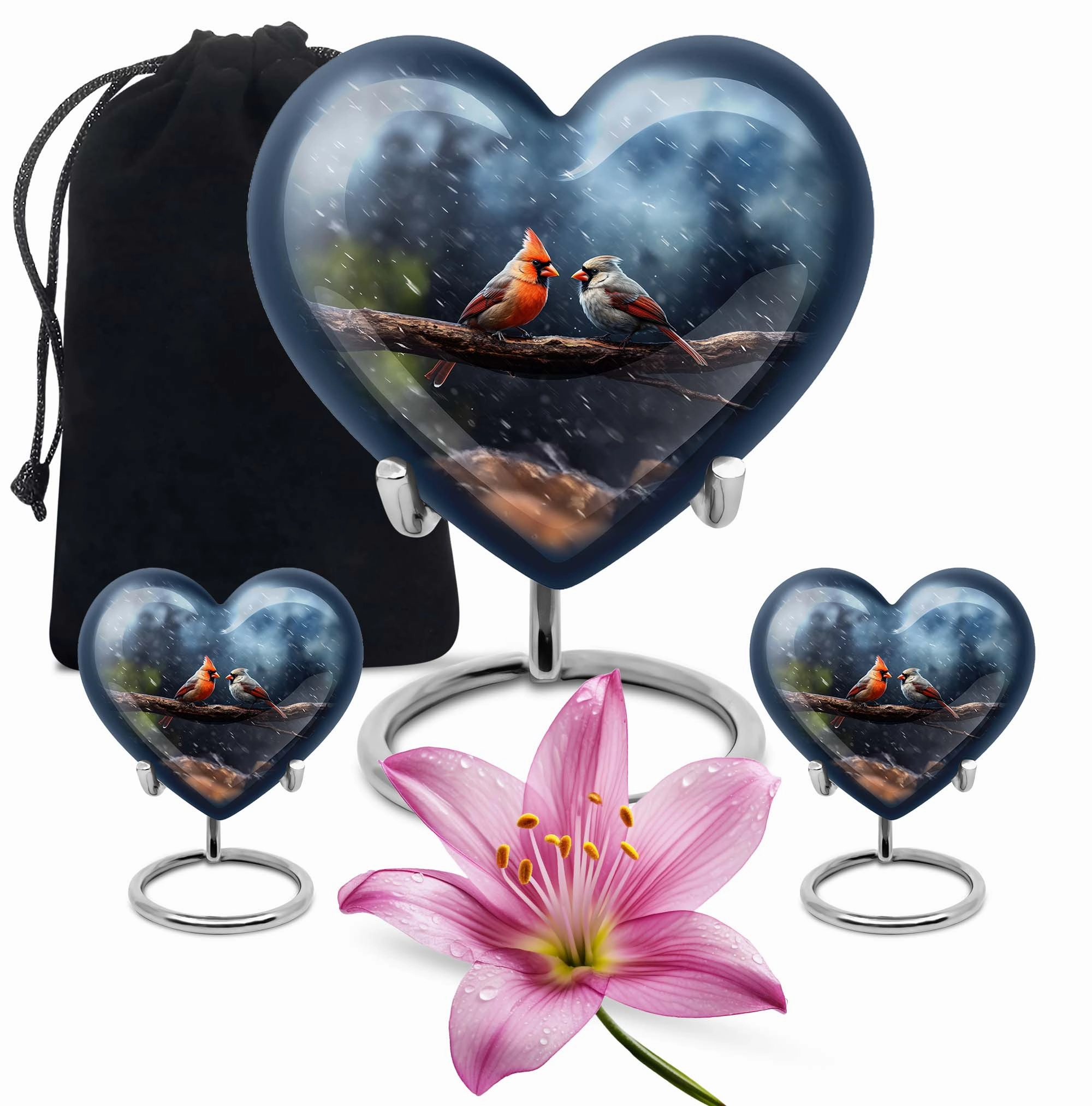 Cardinal Bird Memorial with Elegant Design, Adult Cremation Urn