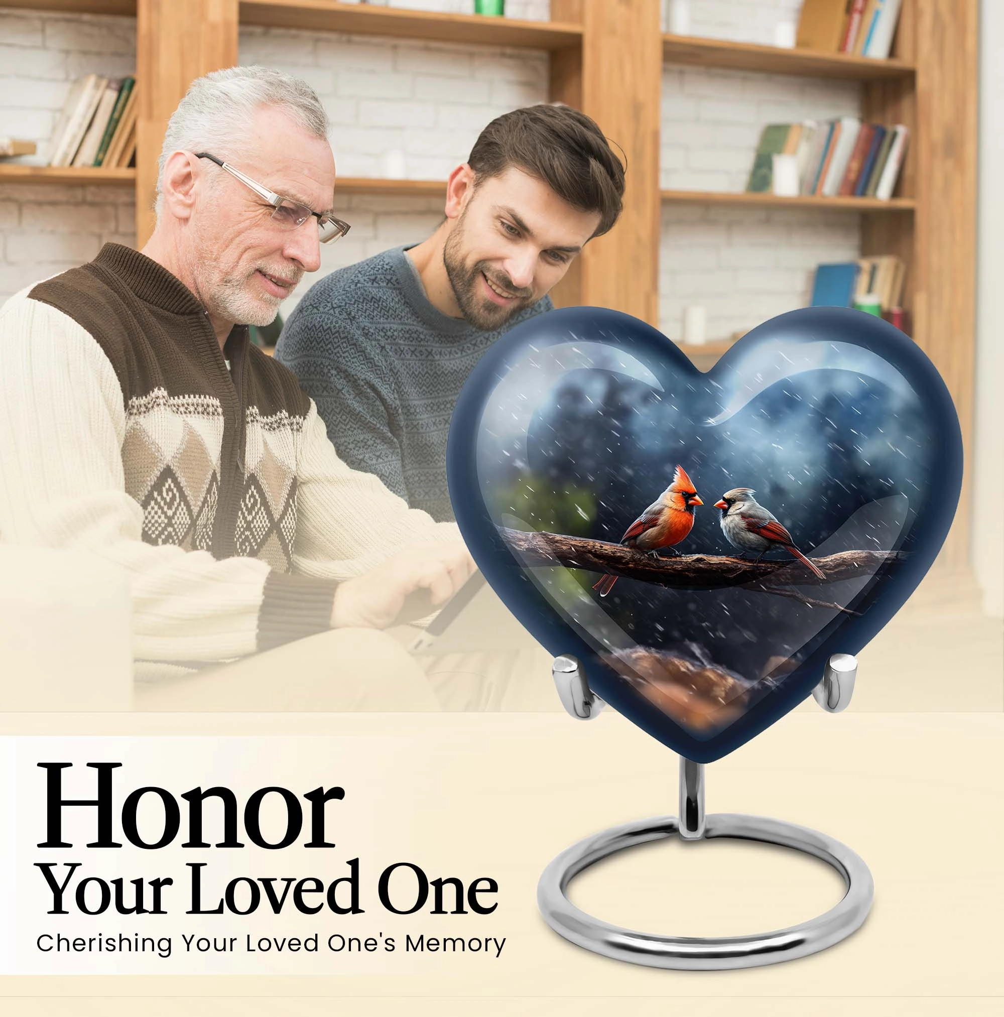 Cardinal Bird Memorial with Elegant Design, Adult Cremation Urn