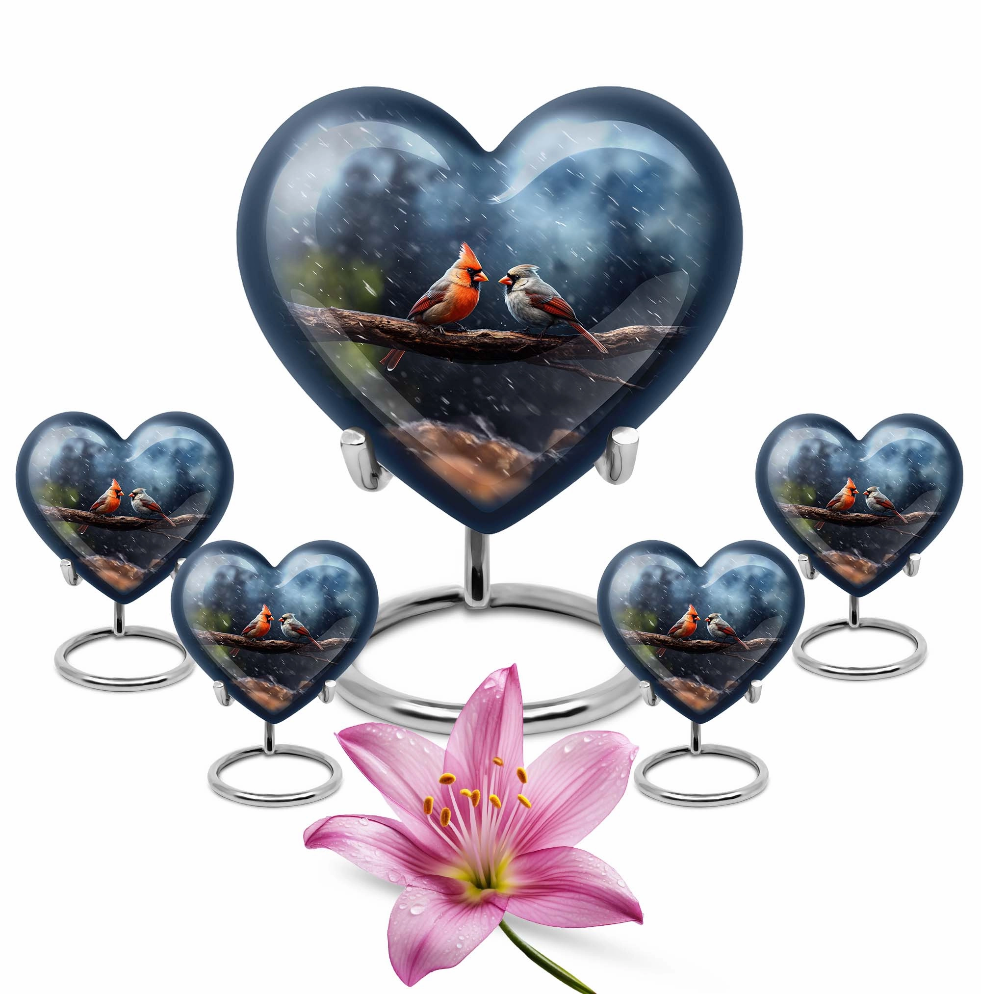 Cardinal Bird Memorial with Elegant Design, Adult Cremation Urn