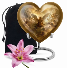 Catholic Cremation Heart Urn - Sacred Tribute for Loved Ones