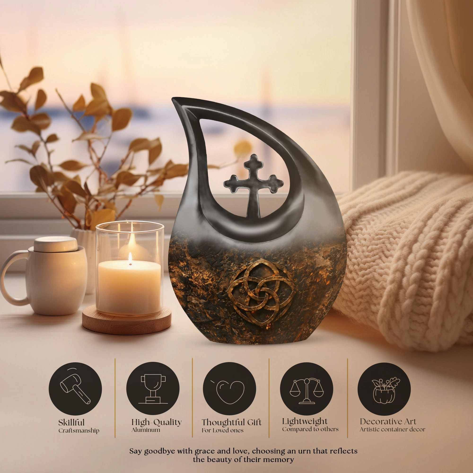 Catholic Theme Cremation Urn For Storing Adult Human Ashes