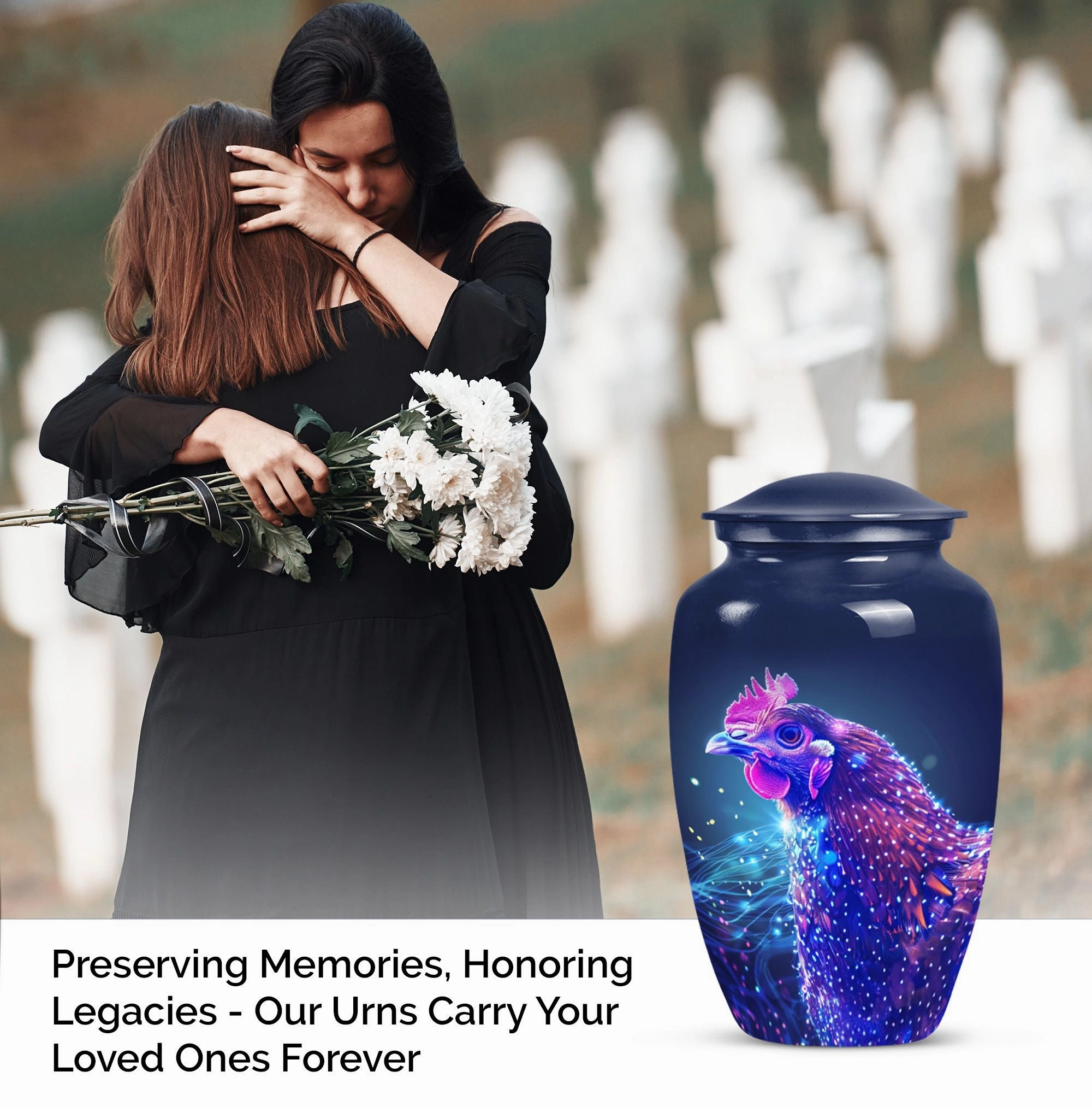 Chicken Cremation Urn and Cremation Peace Haven, 10-inch