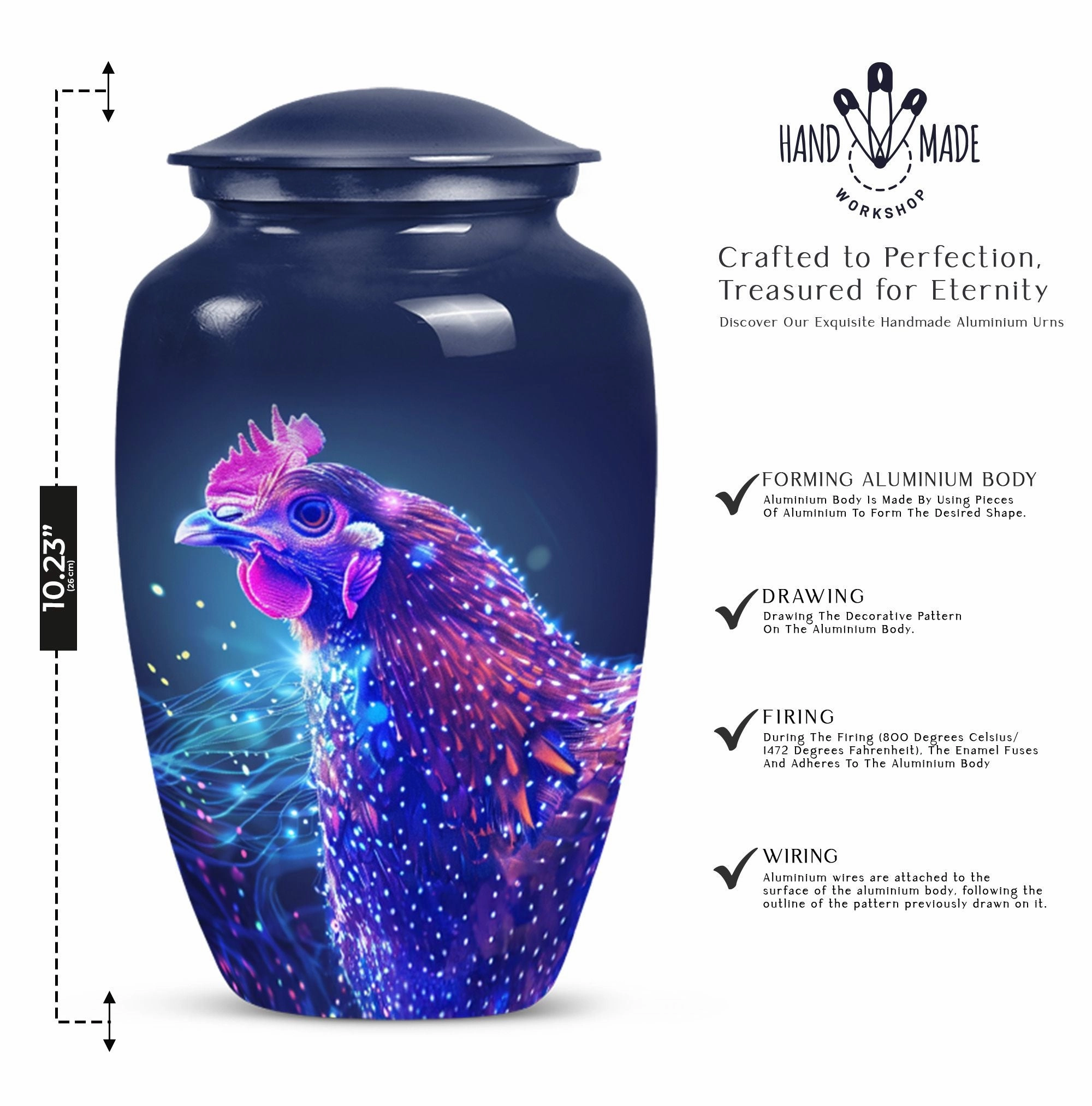 Chicken Cremation Urn and Cremation Peace Haven, 10-inch