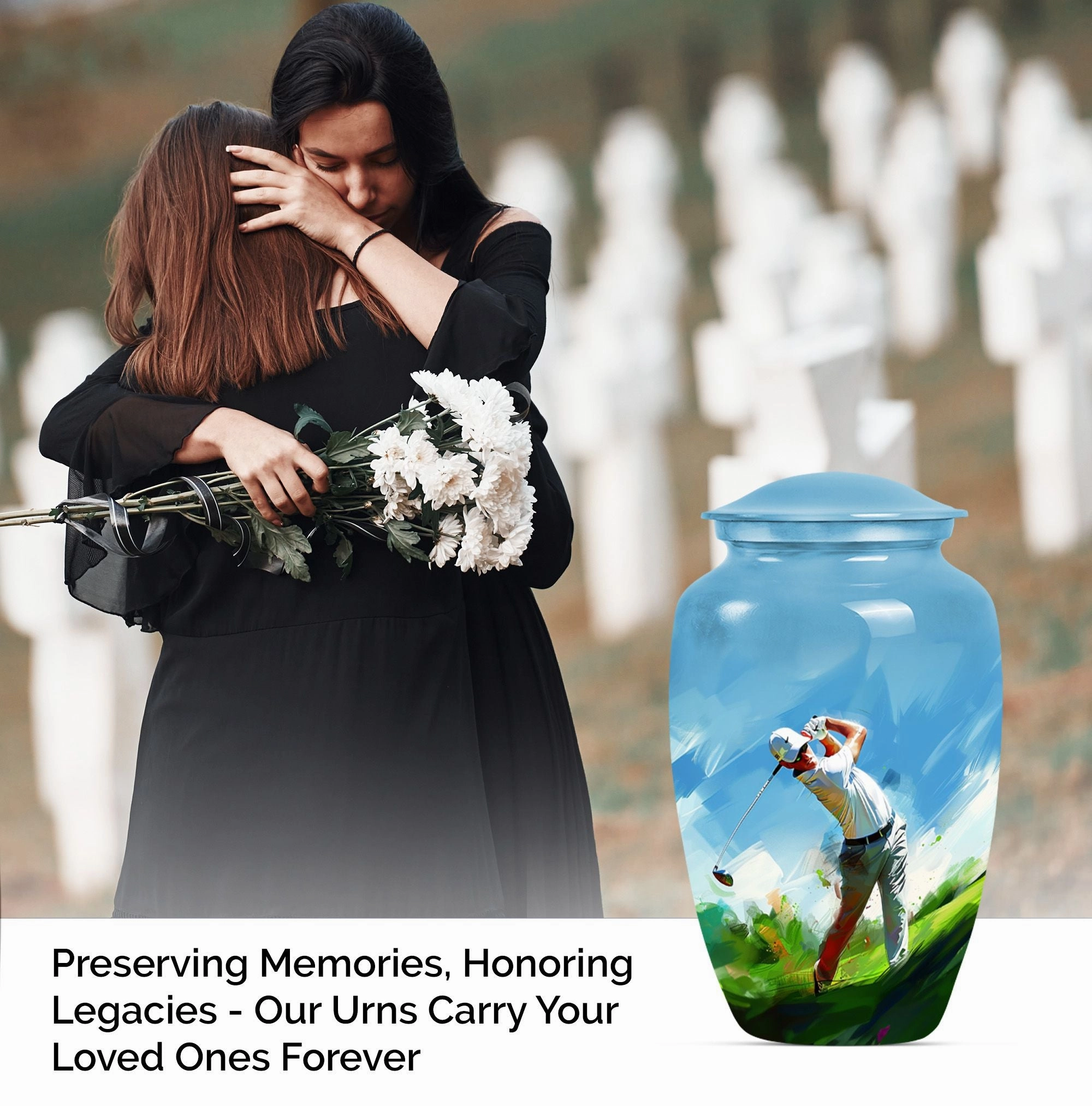 Classic Golf Urn - Adult Cremation Memorial for Ashes