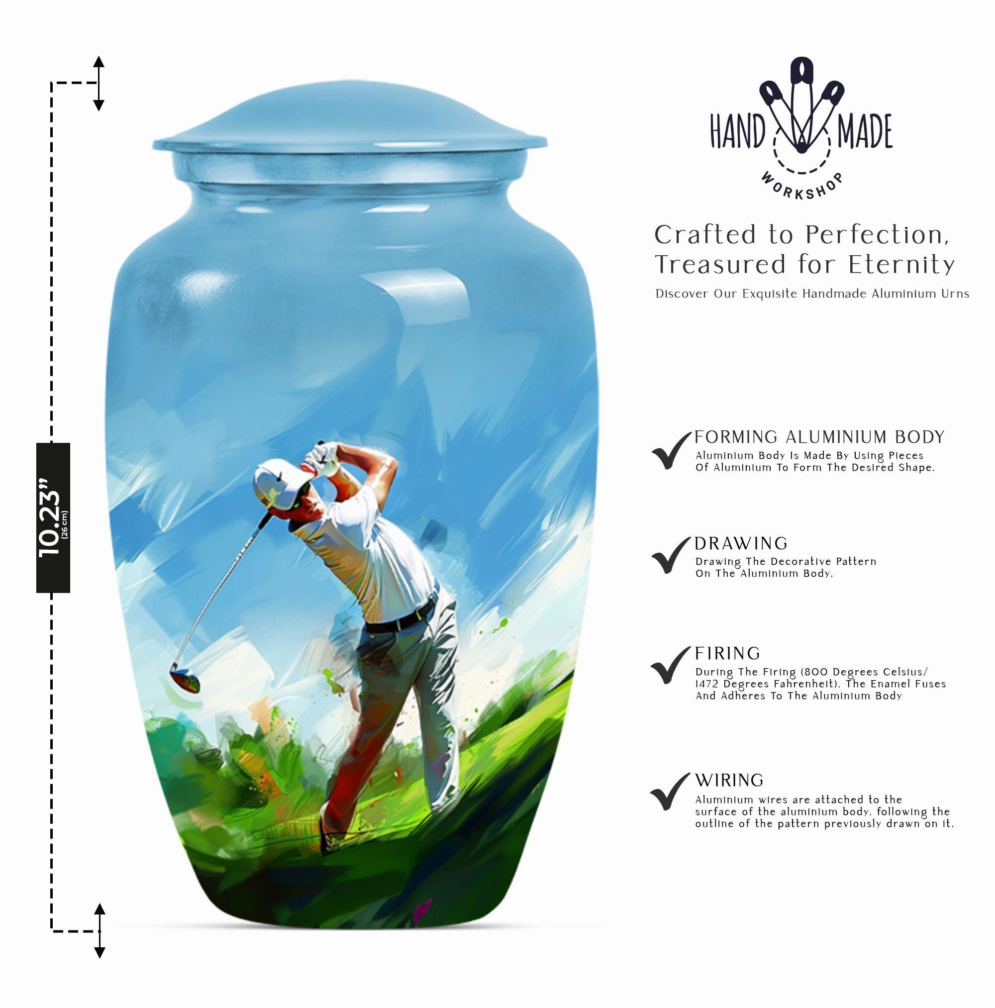 Classic Golf Urn - Adult Cremation Memorial for Ashes