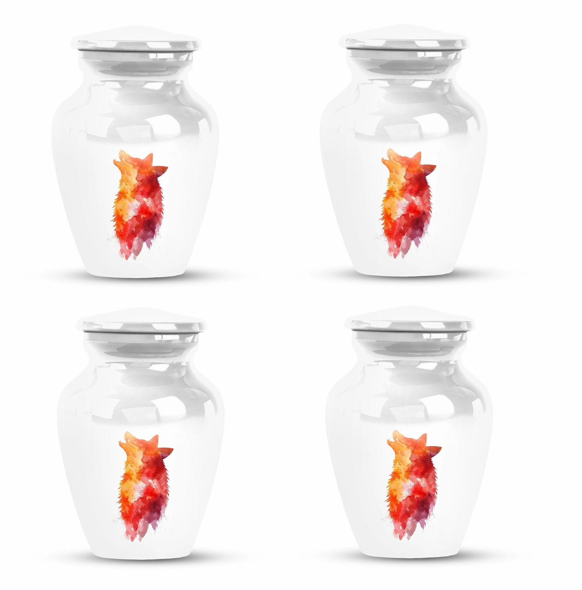 Classy Wolf Howling Aluminum Urn for Adult Human Remains