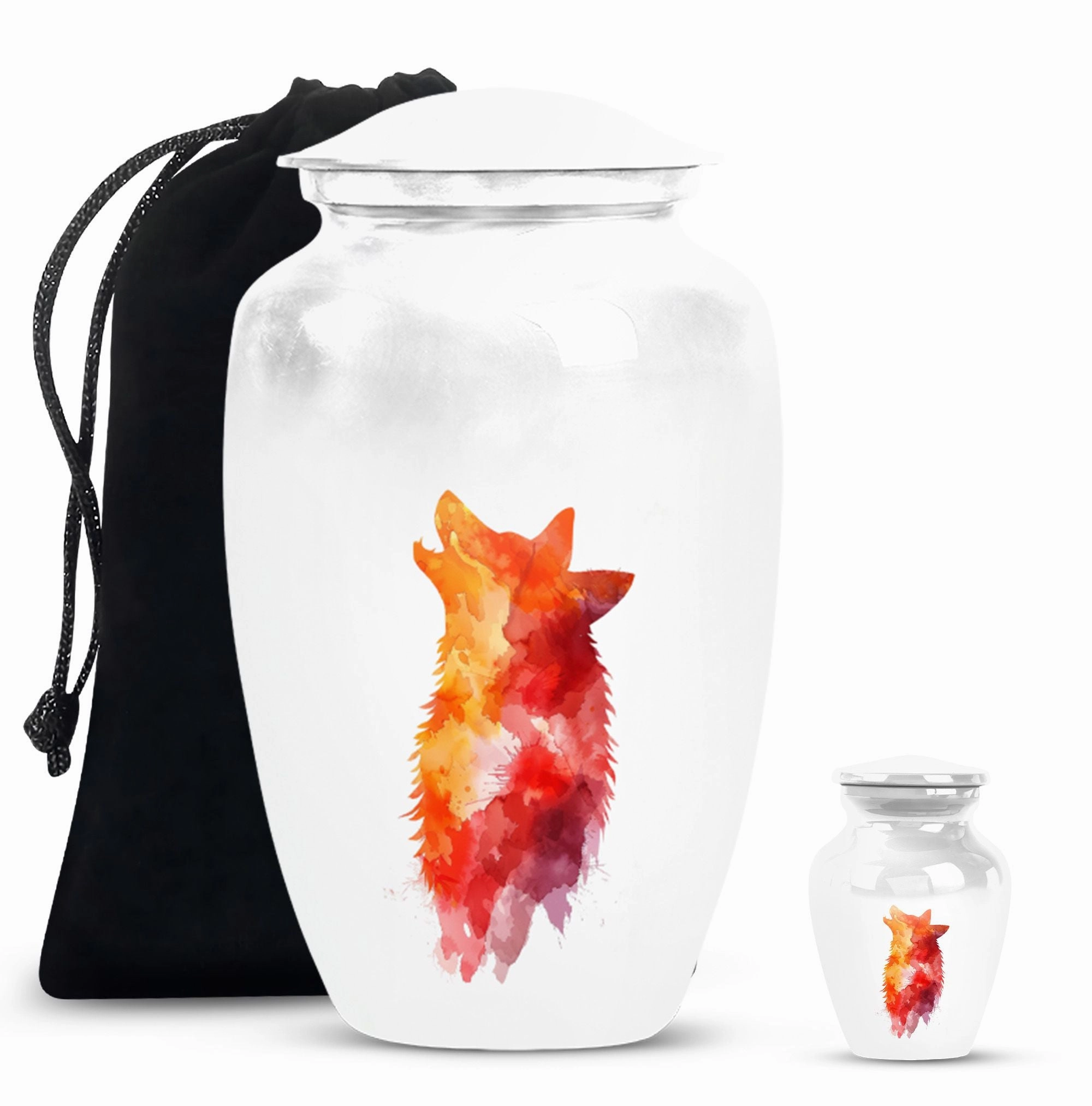 Classy Wolf Howling Aluminum Urn for Adult Human Remains