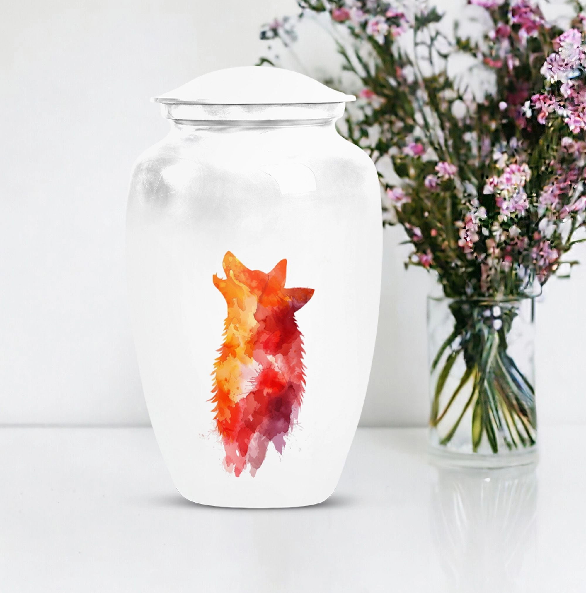 Classy Wolf Howling Aluminum Urn for Adult Human Remains