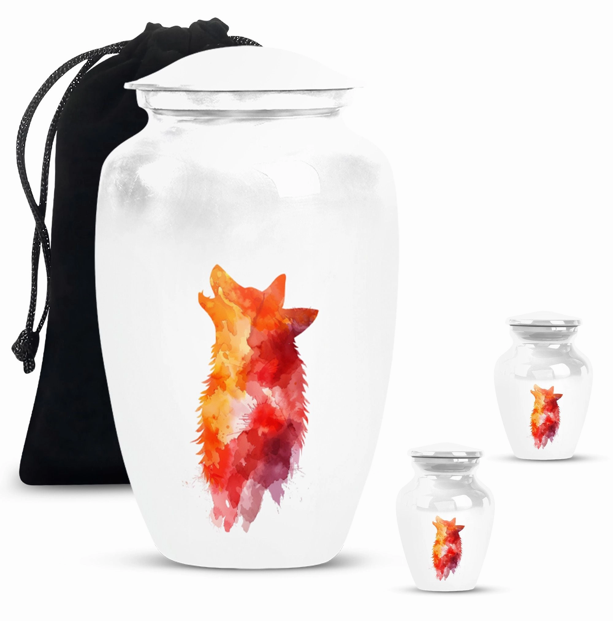 Classy Wolf Howling Aluminum Urn for Adult Human Remains