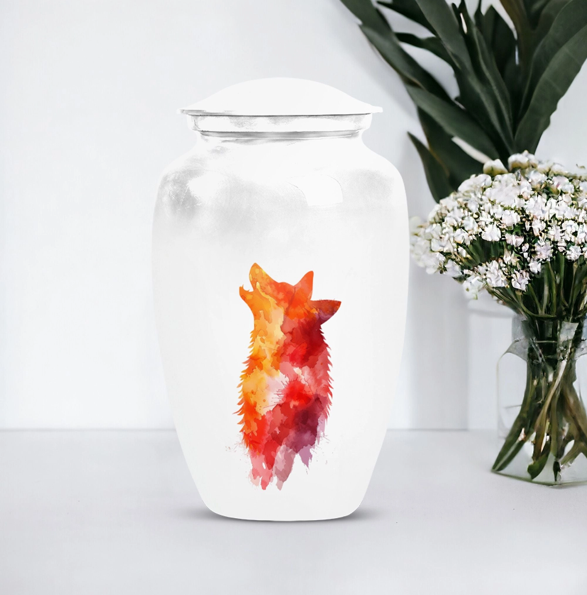 Classy Wolf Howling Aluminum Urn for Adult Human Remains
