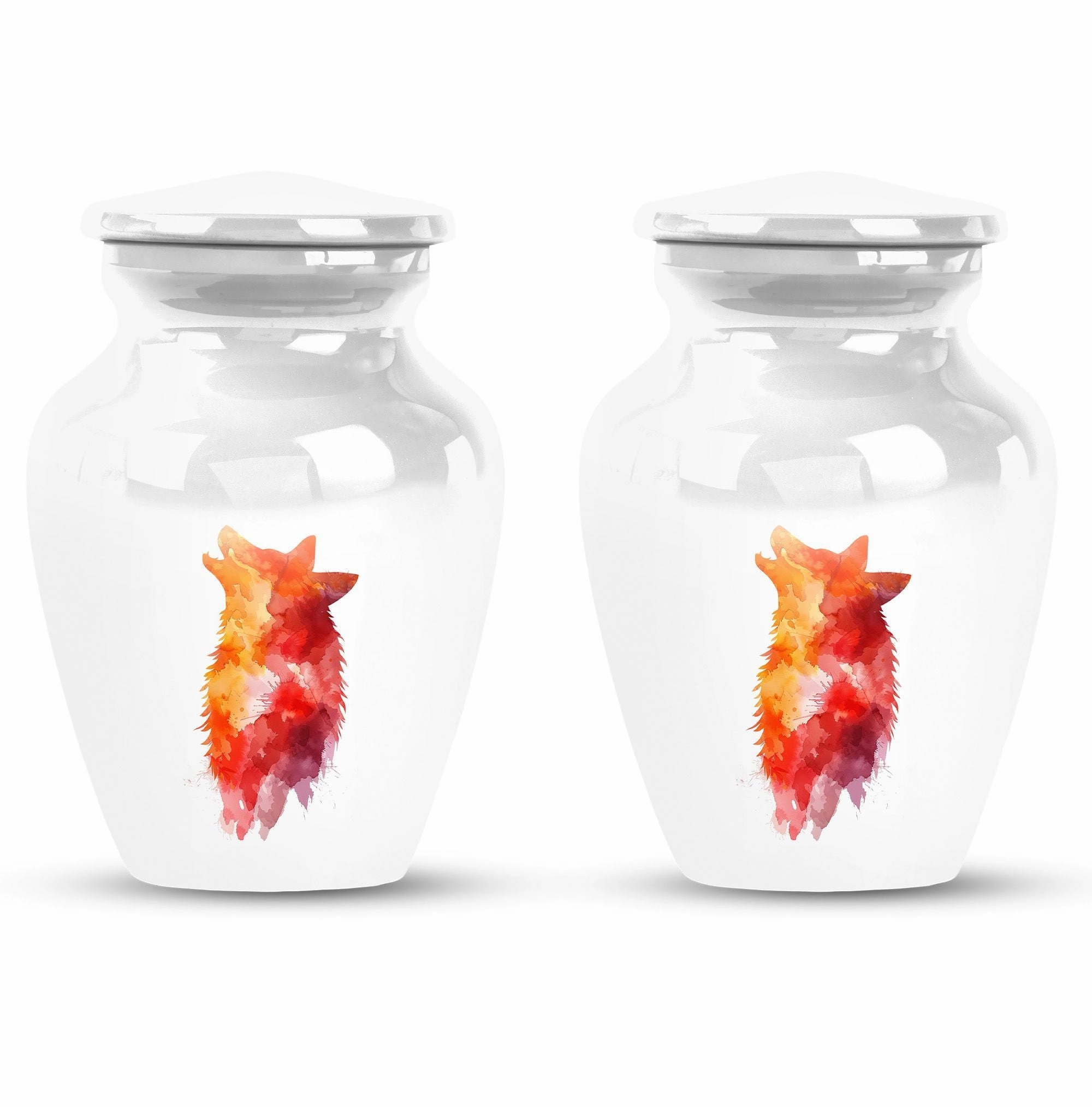 Classy Wolf Howling Aluminum Urn for Adult Human Remains