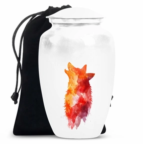 Classy Wolf Howling Aluminum Urn for Adult Human Remains