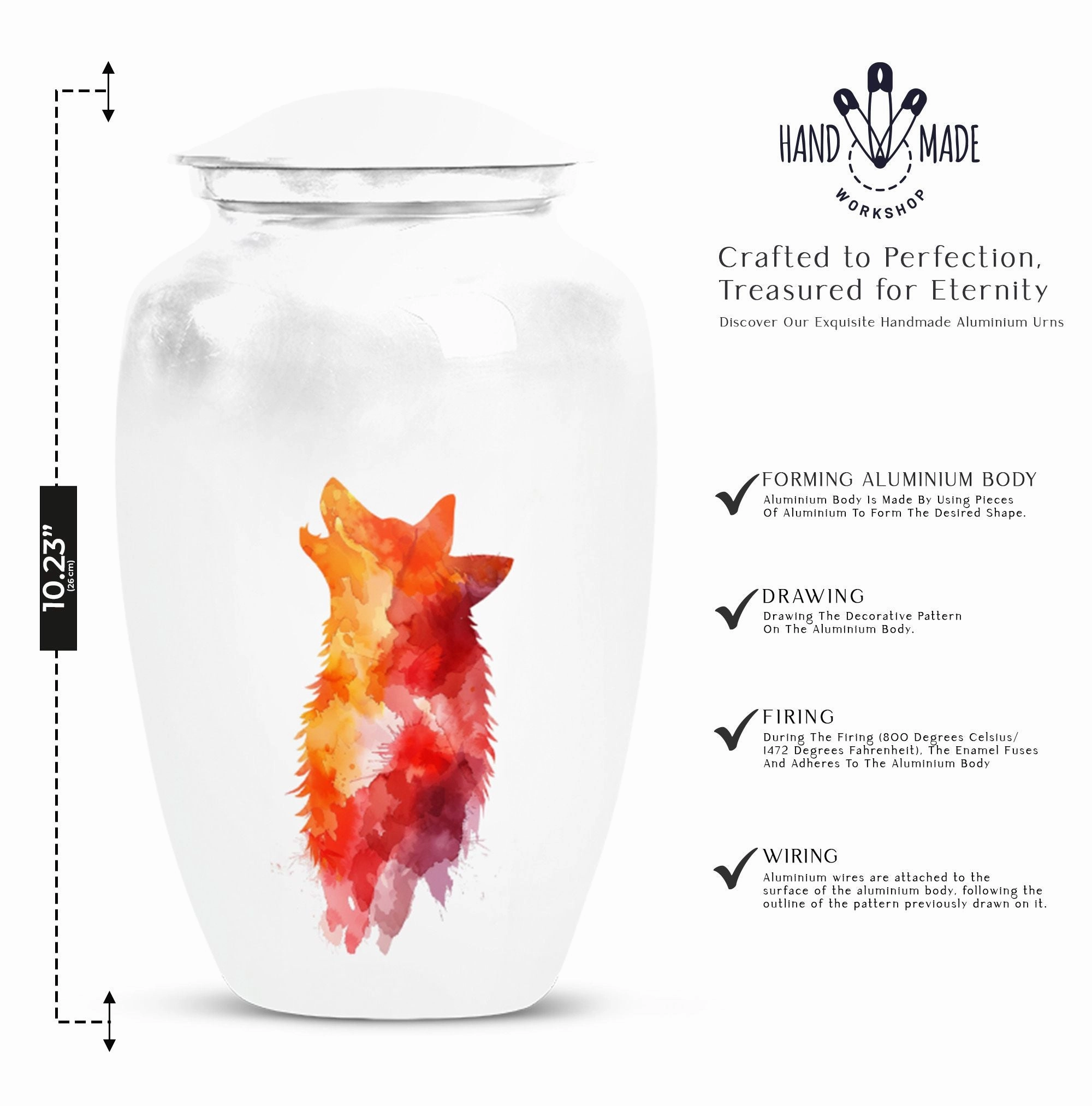 Classy Wolf Howling Aluminum Urn for Adult Human Remains