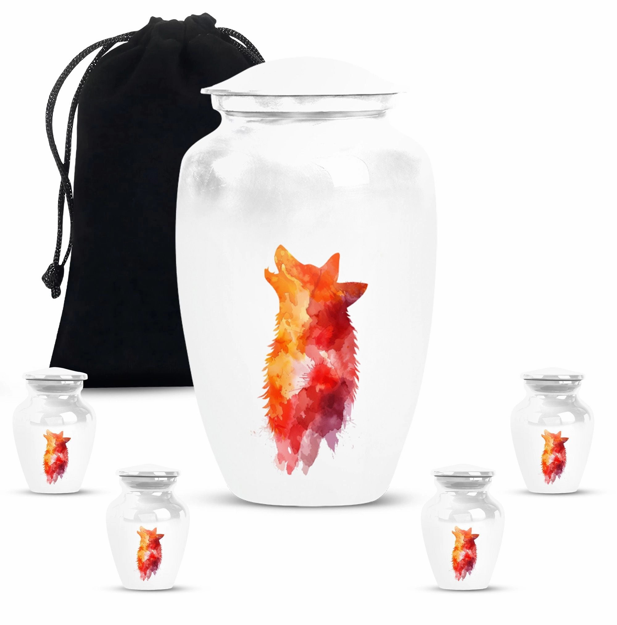 Classy Wolf Howling Aluminum Urn for Adult Human Remains