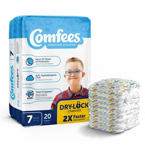 Comfees CMF-7 Baby Diaper Size 7, 12 Hour Protection, Over 41 lbs, 80 Count (4 Packs)