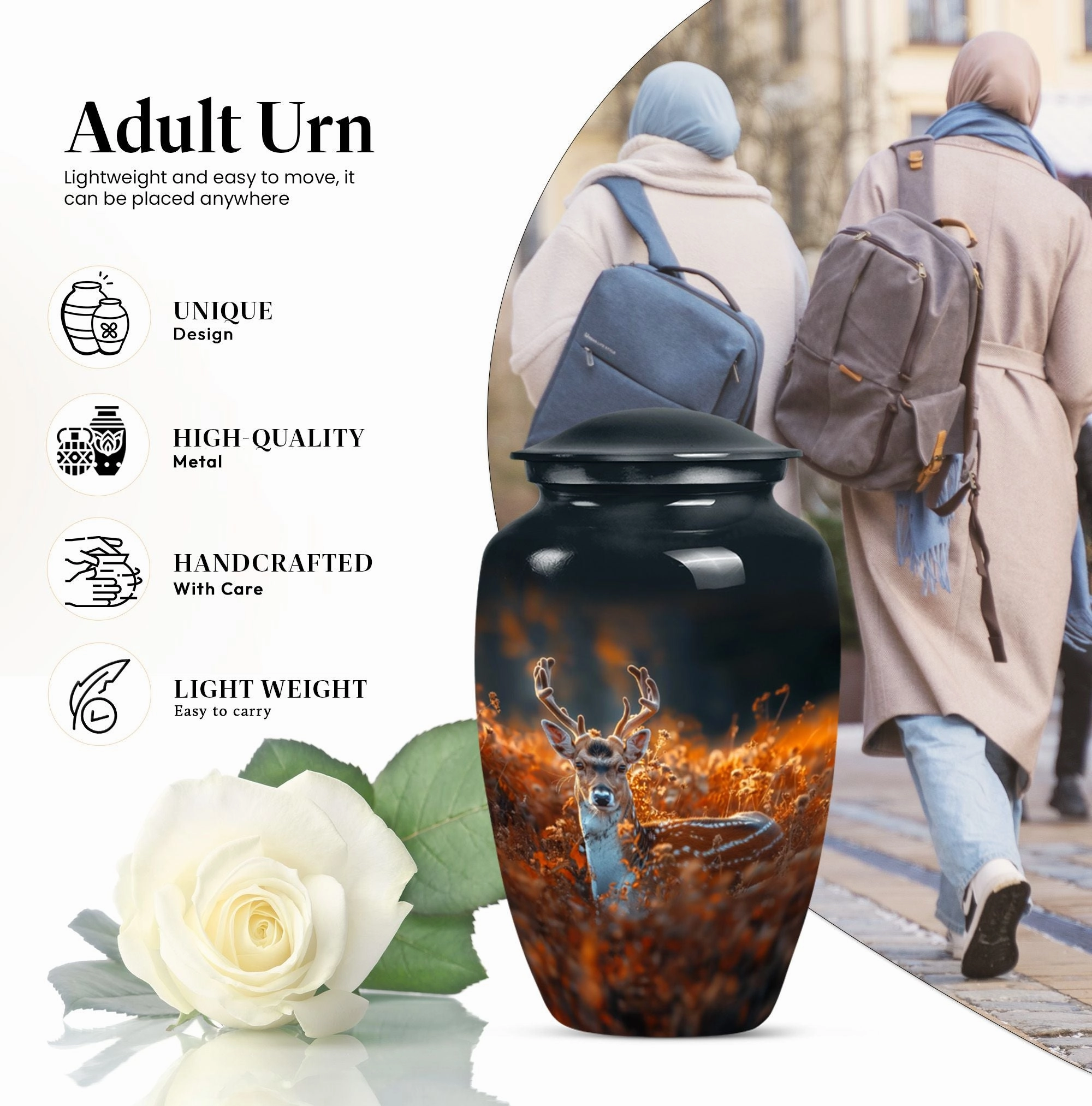 Commemorative Deer Urn: Human Ashes Keepsake for Ashes