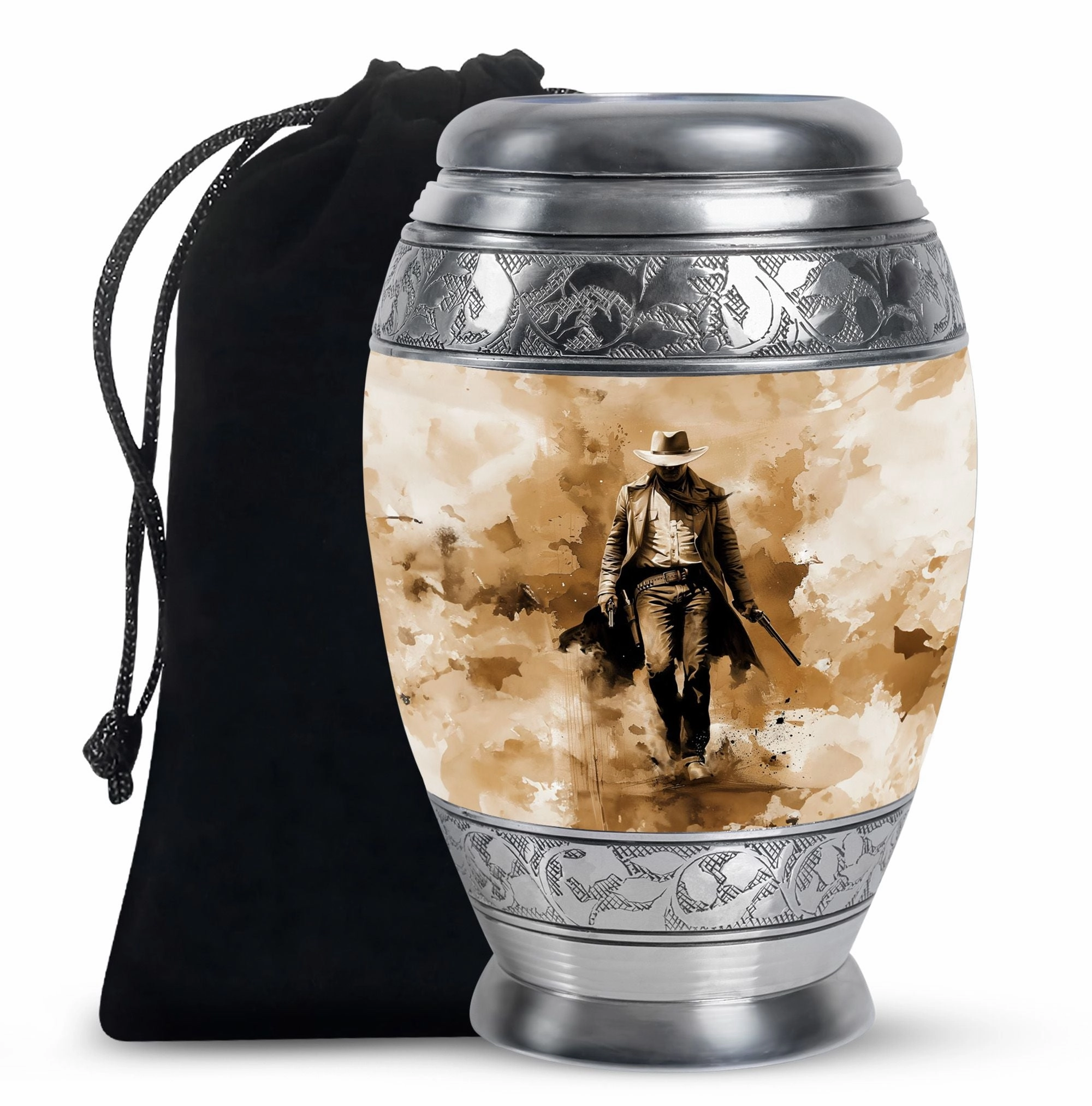 Cowboy Cremation Keepsake For Human Ashes Memorial & Funeral Urn