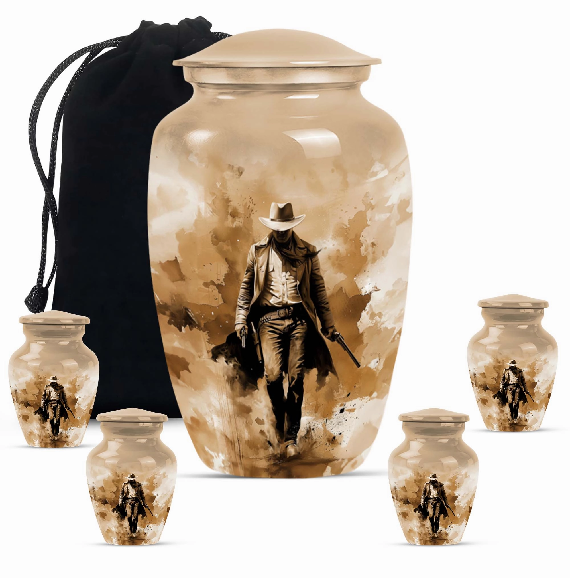 Cowboy Cremation Keepsake For Human Ashes Memorial & Funeral Urn