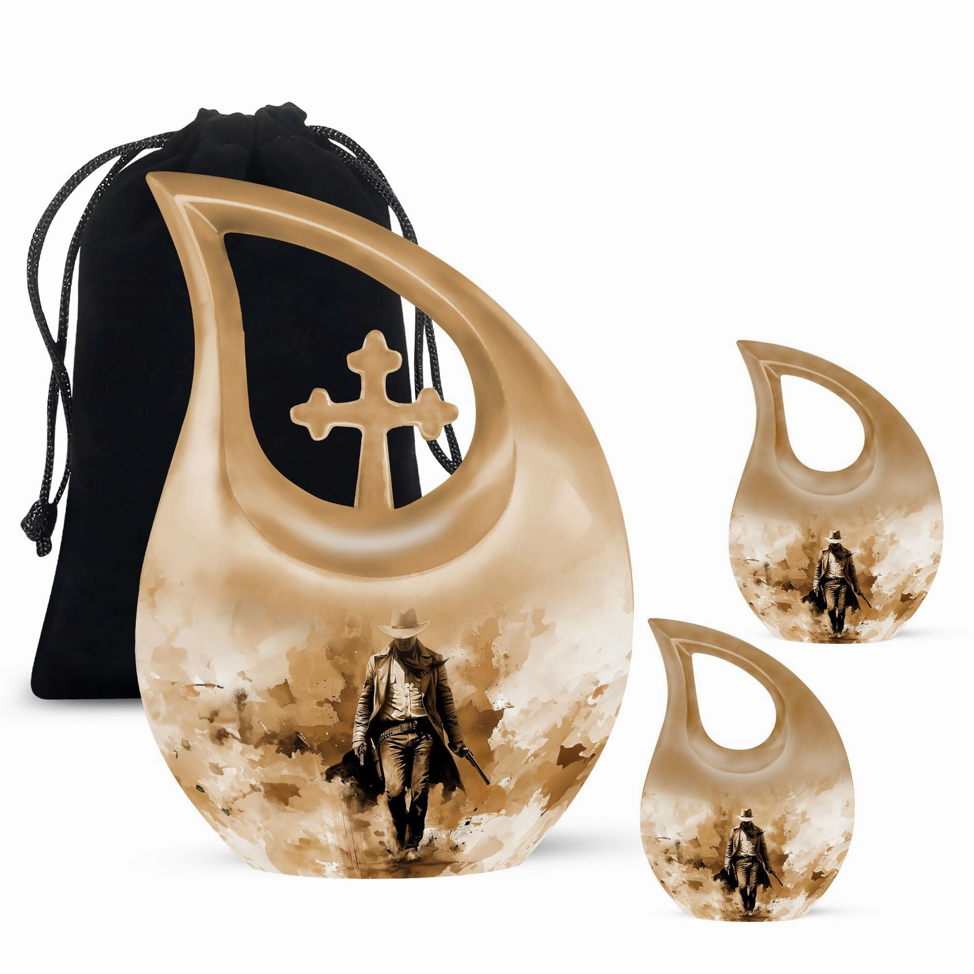 Cowboy Cremation Keepsake For Human Ashes Memorial & Funeral Urn