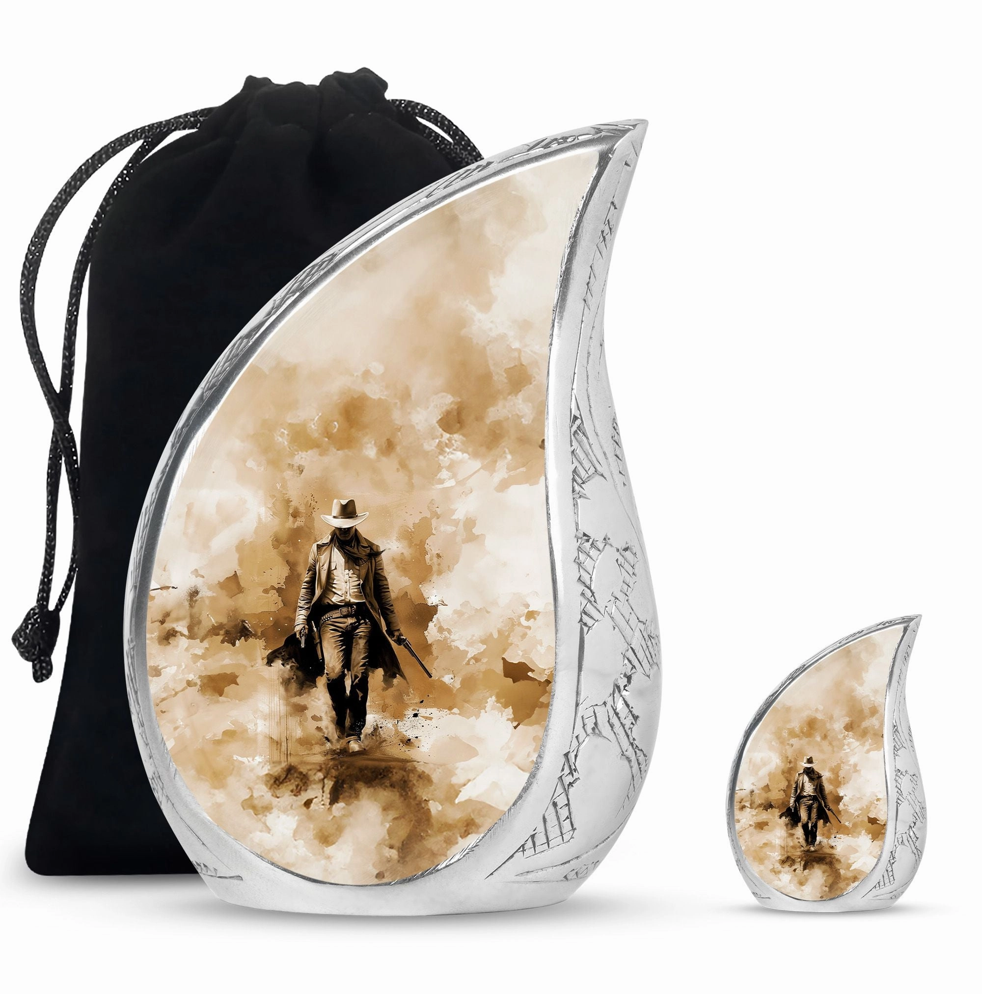 Cowboy Cremation Keepsake For Human Ashes Memorial & Funeral Urn