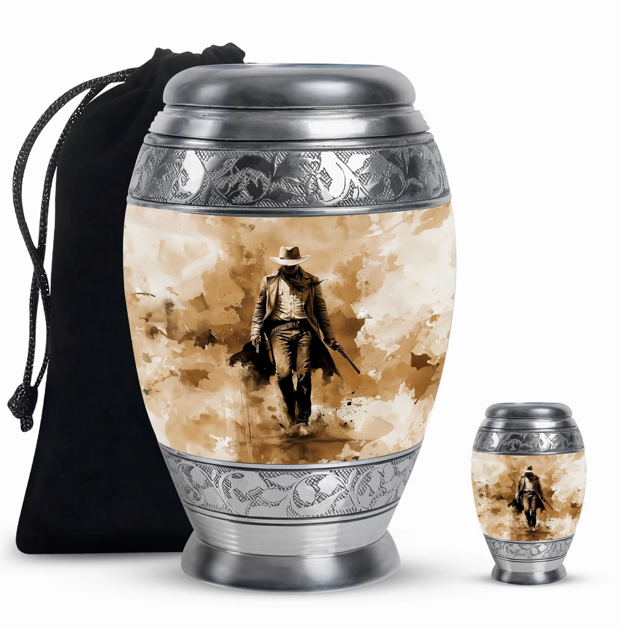 Cowboy Cremation Keepsake For Human Ashes Memorial & Funeral Urn
