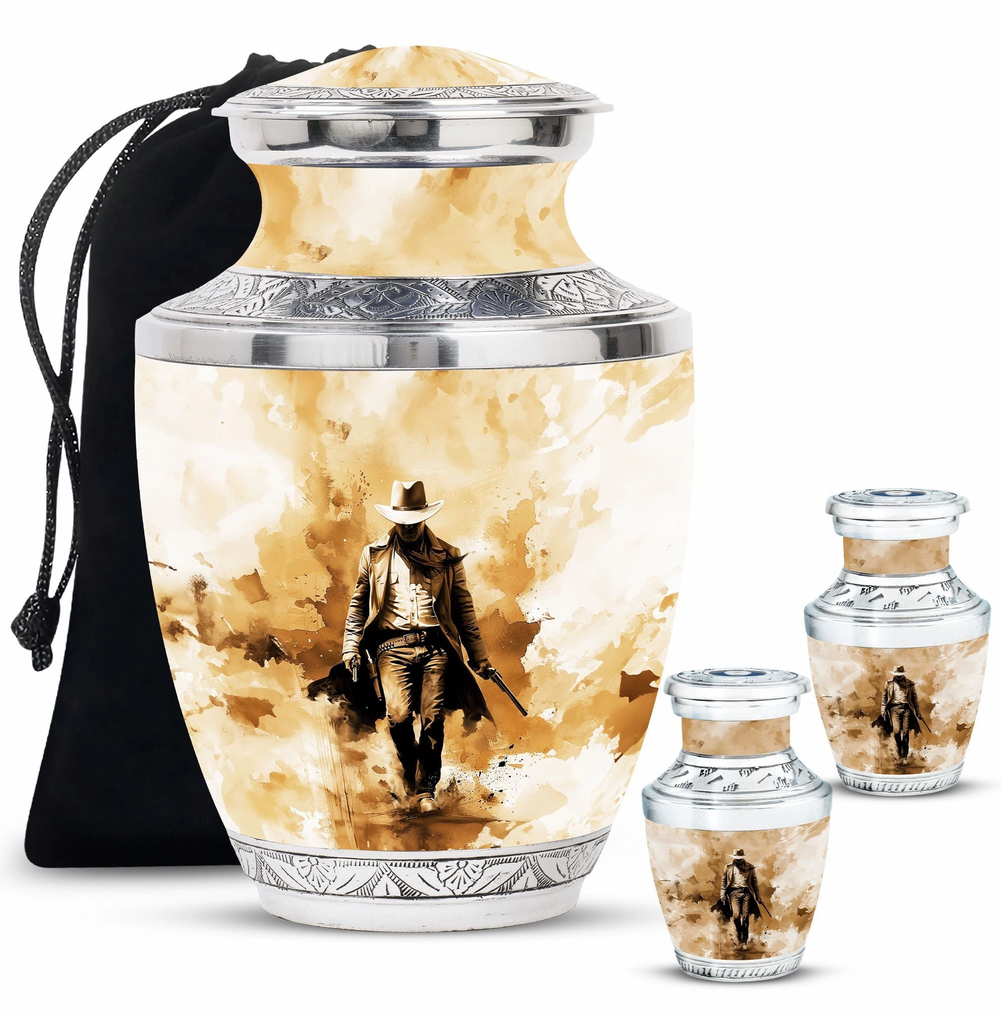 Cowboy Cremation Keepsake For Human Ashes Memorial & Funeral Urn