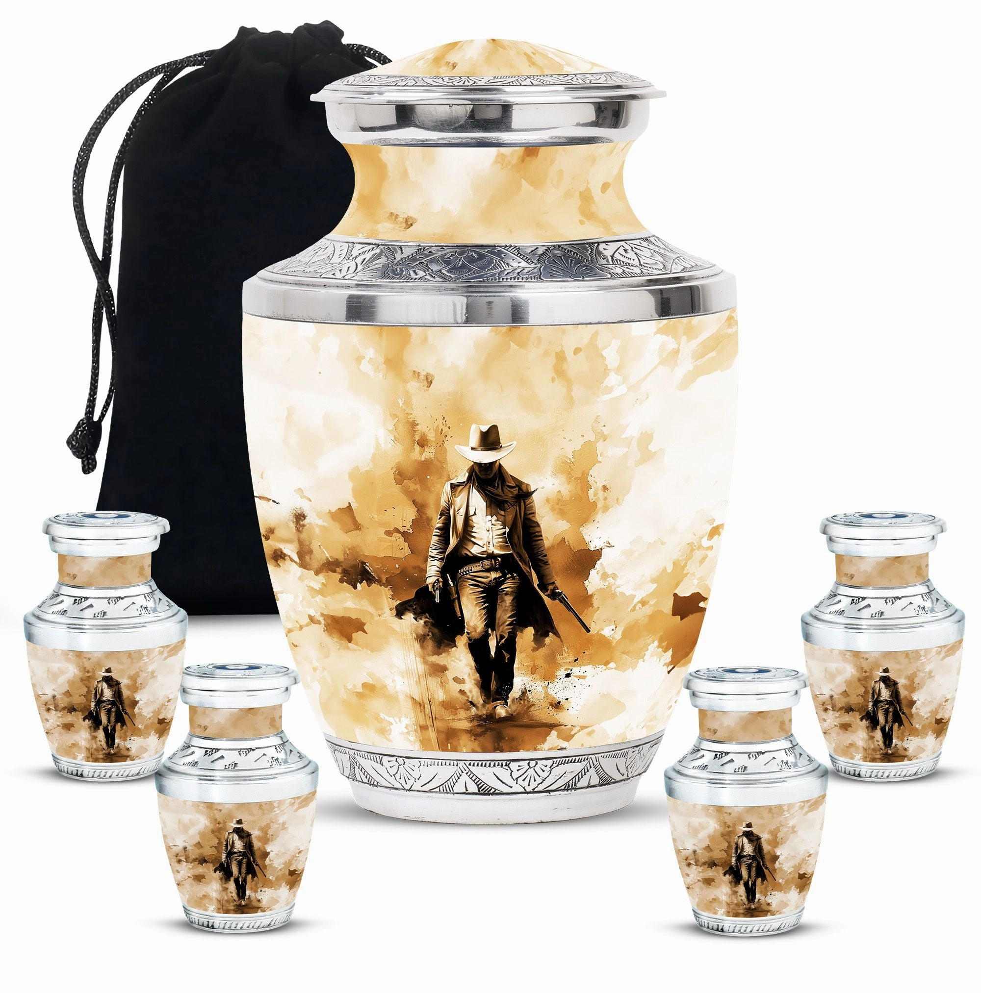Cowboy Cremation Keepsake For Human Ashes Memorial & Funeral Urn