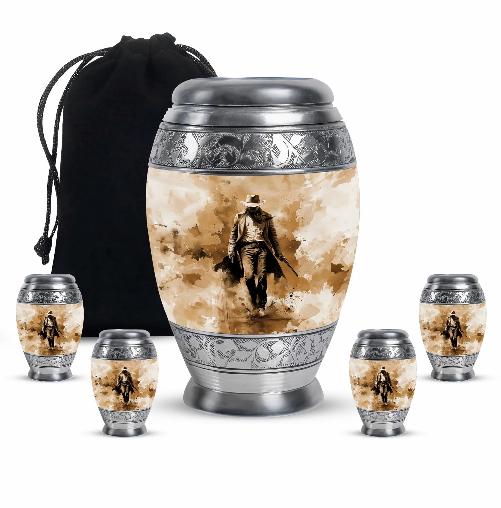 Cowboy Cremation Keepsake For Human Ashes Memorial & Funeral Urn