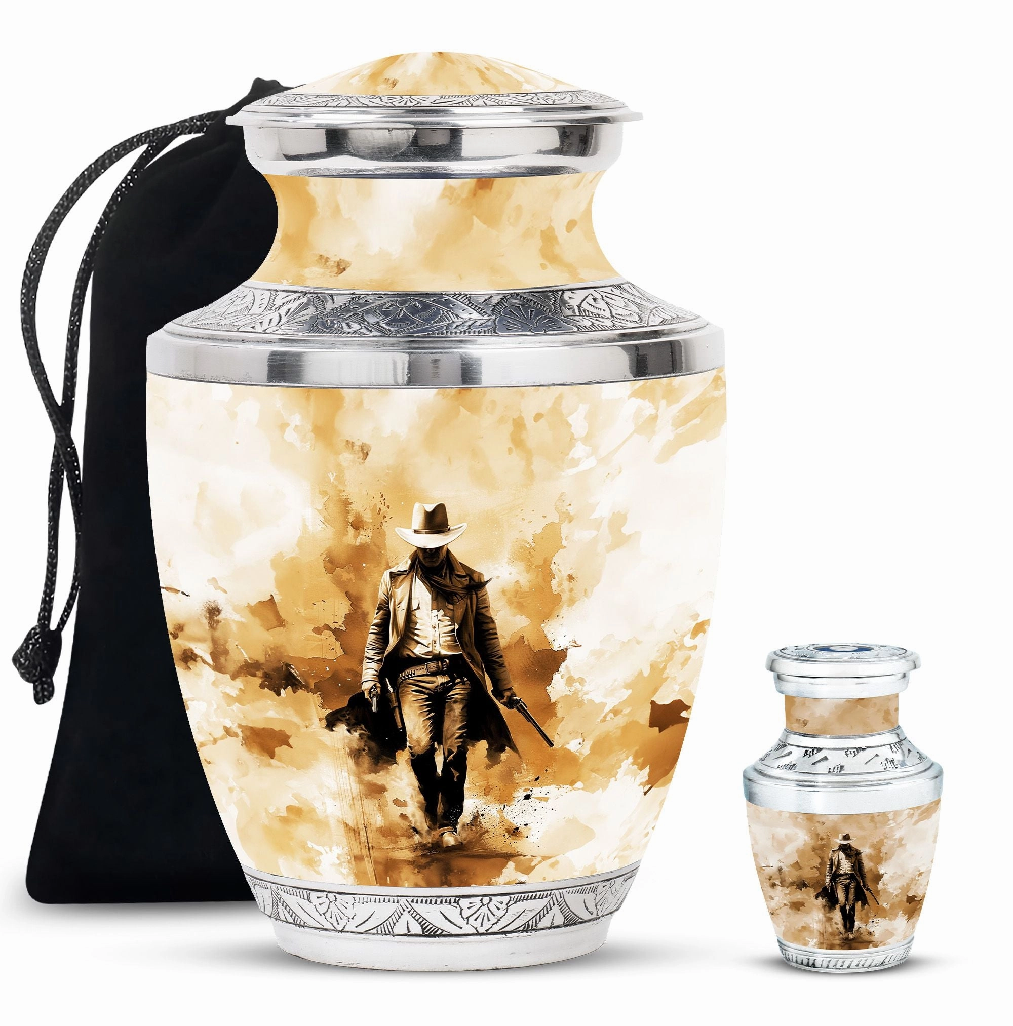 Cowboy Cremation Keepsake For Human Ashes Memorial & Funeral Urn
