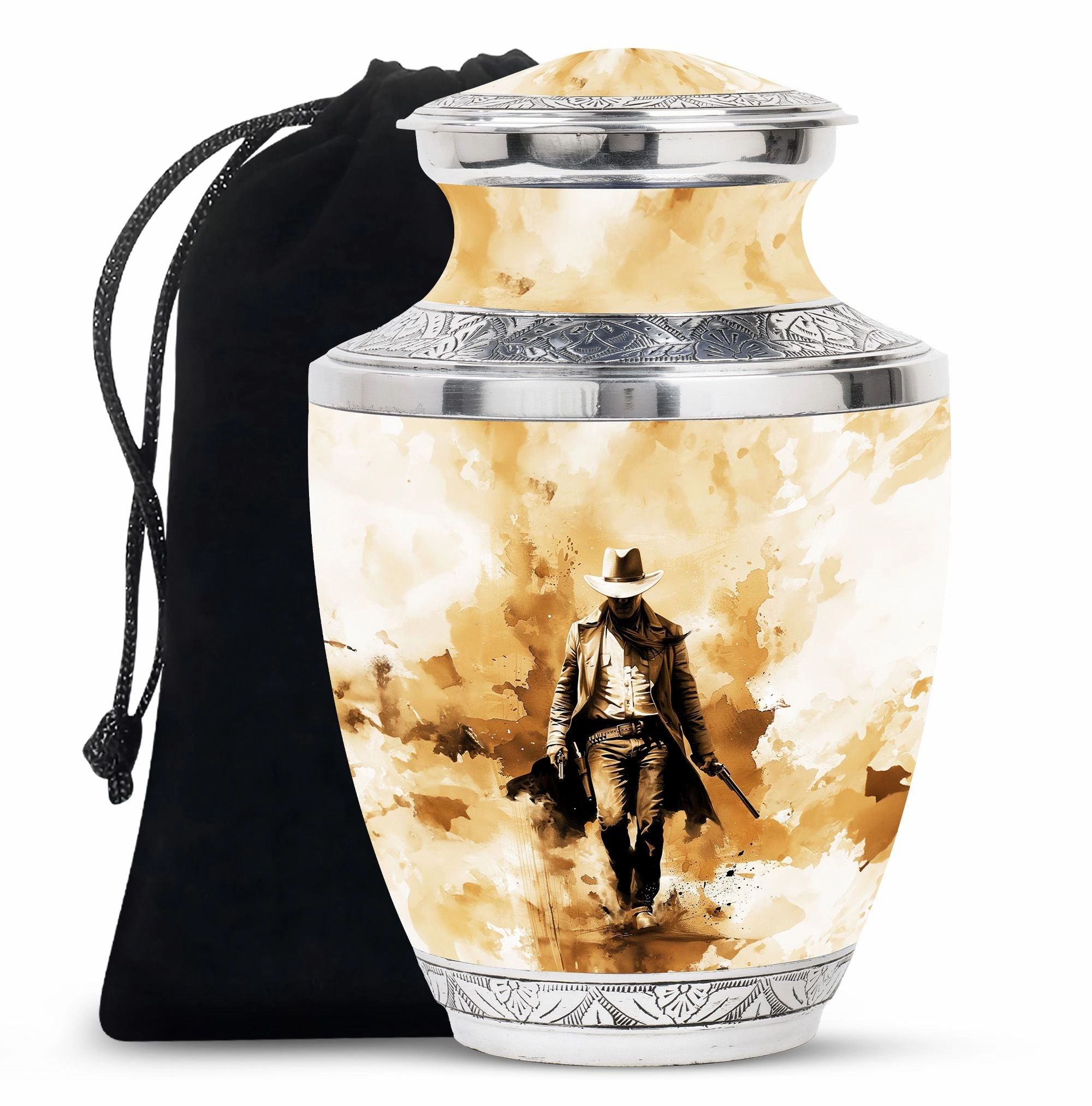 Cowboy Cremation Keepsake For Human Ashes Memorial & Funeral Urn