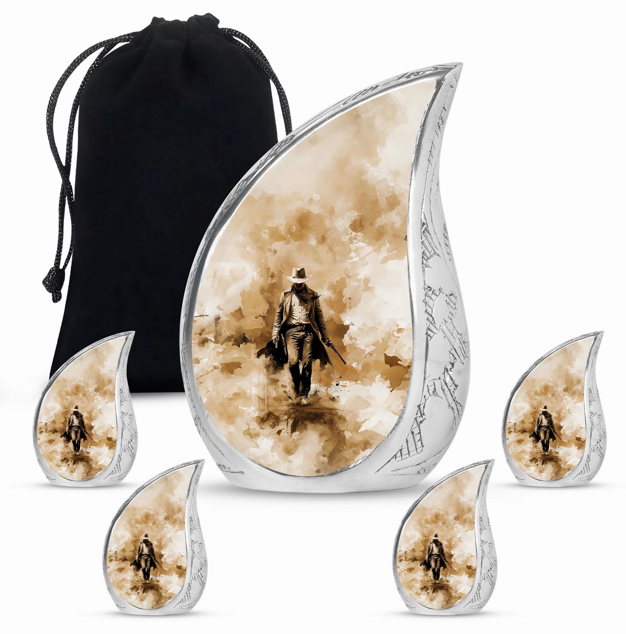 Cowboy Cremation Keepsake For Human Ashes Memorial & Funeral Urn