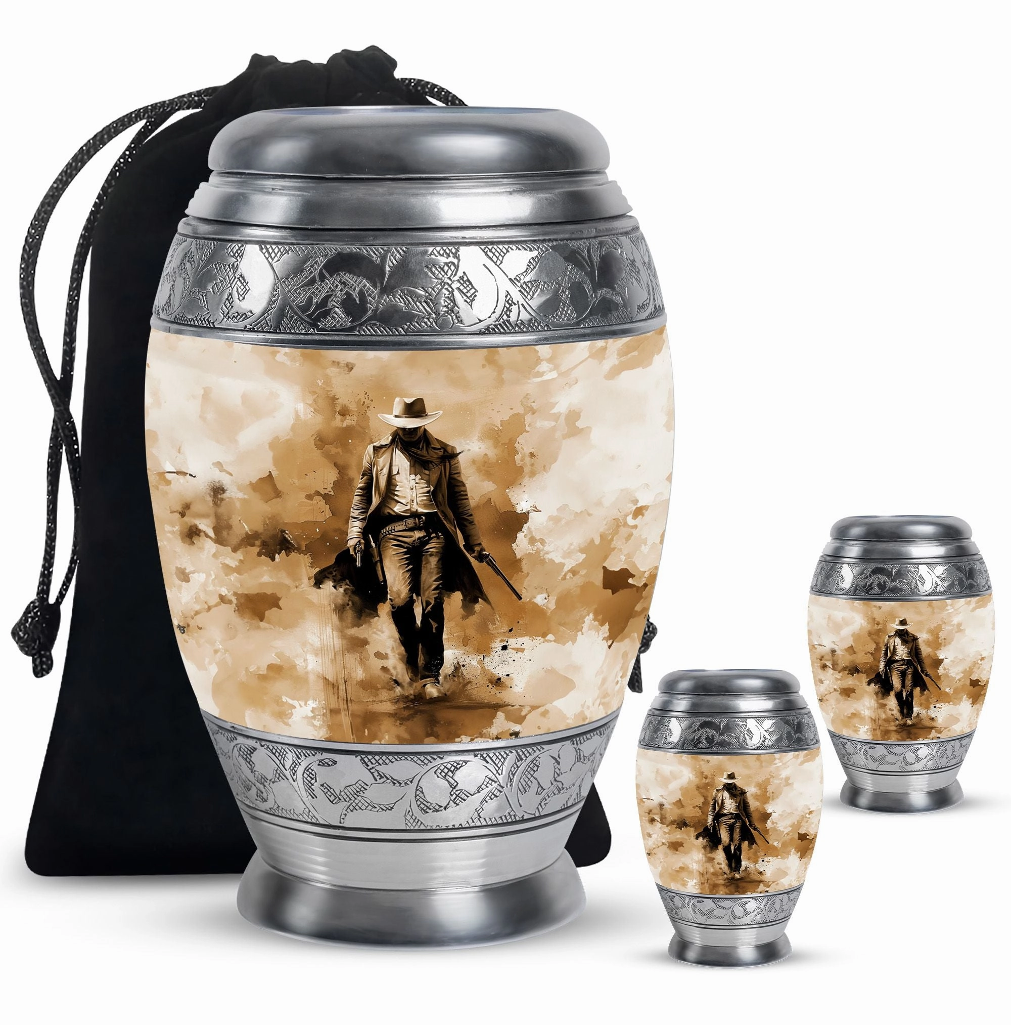 Cowboy Cremation Keepsake For Human Ashes Memorial & Funeral Urn