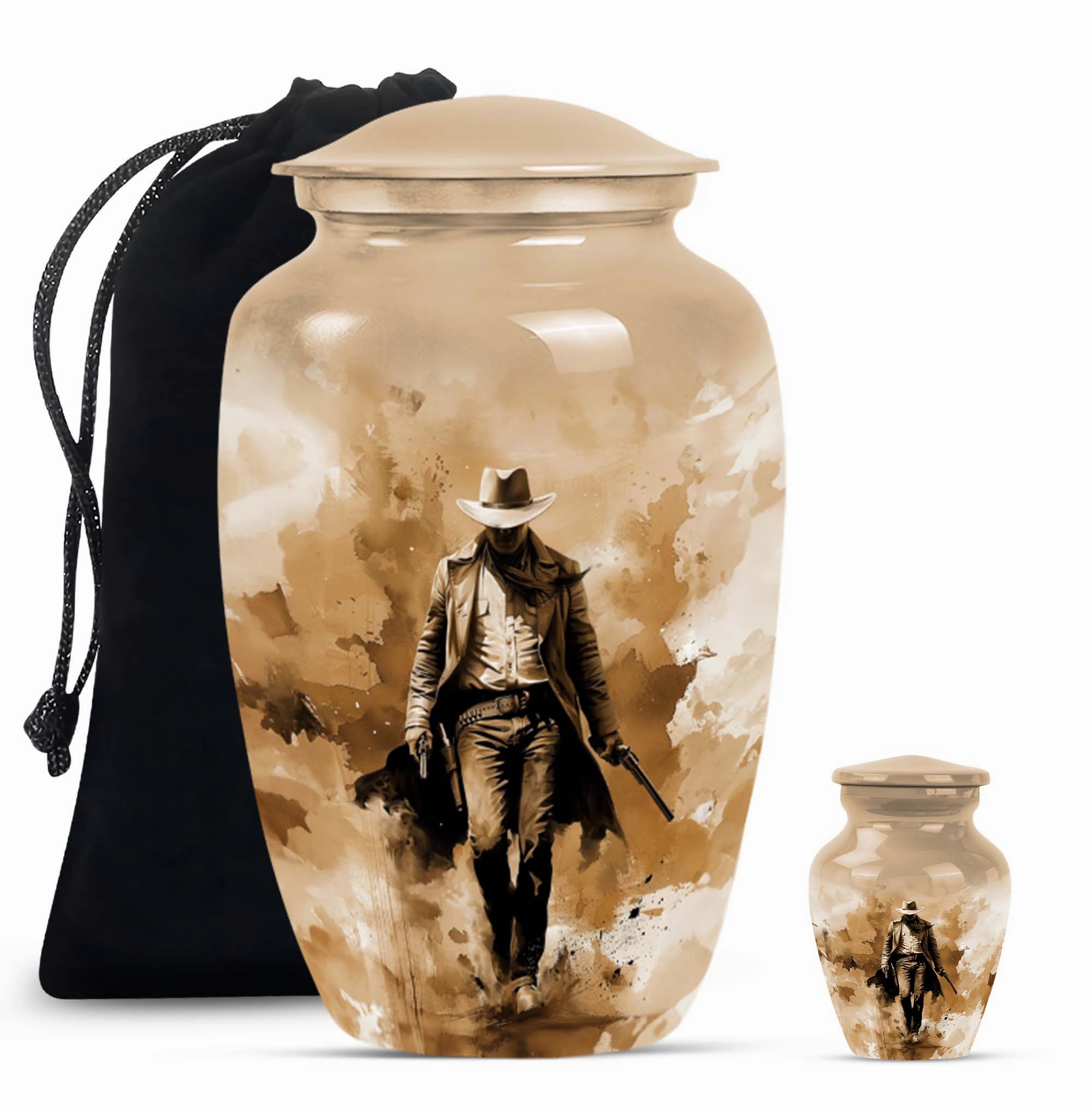 Cowboy Cremation Keepsake For Human Ashes Memorial & Funeral Urn
