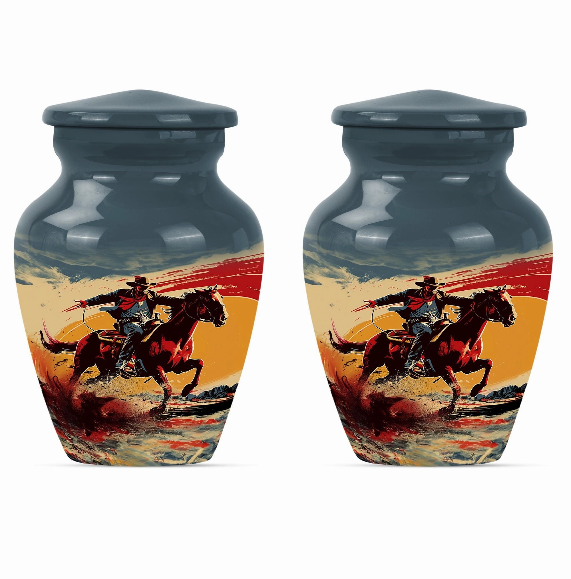 Cowboy Theme Urn - Personalized Cremation Vessel for Adult Ashes