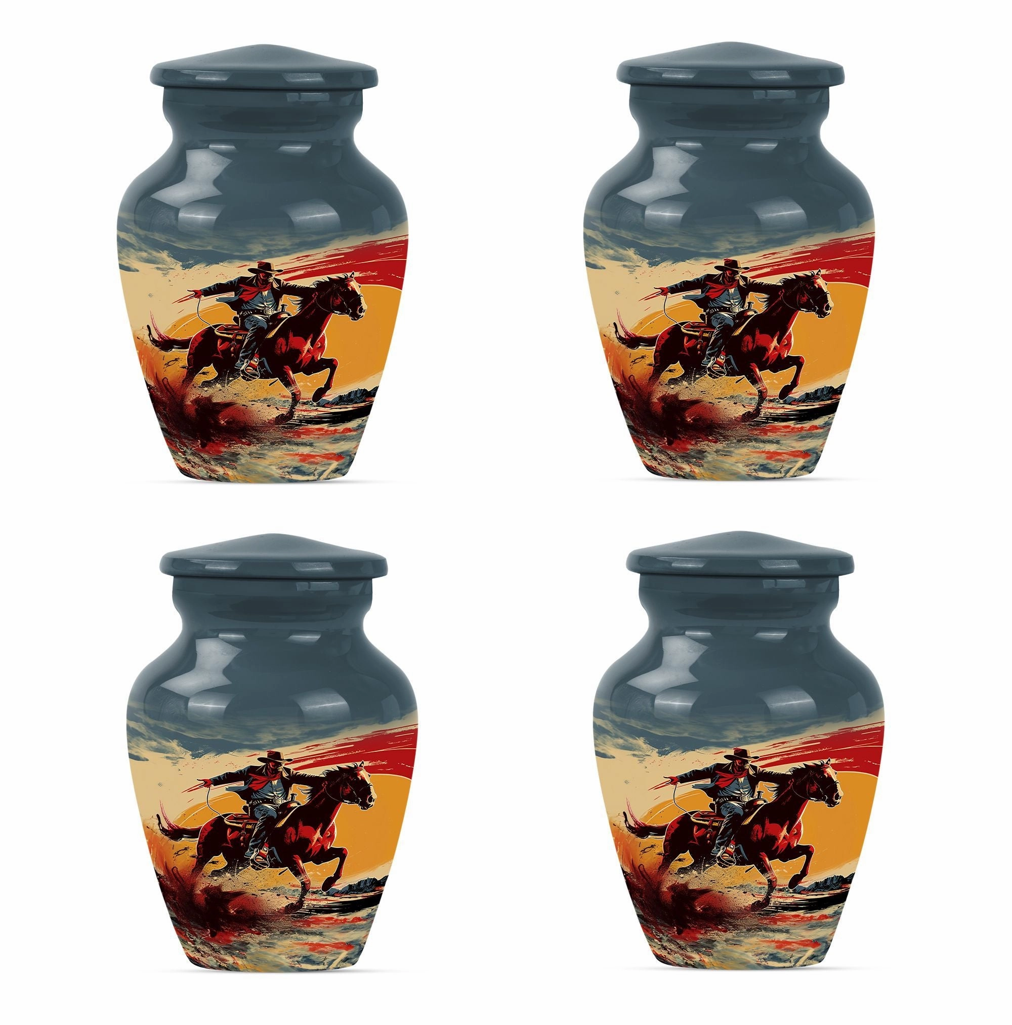 Cowboy Theme Urn - Personalized Cremation Vessel for Adult Ashes