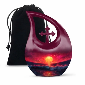 Crimson Moon Urn - Eloquent Memorial Urn for Adult Cremation