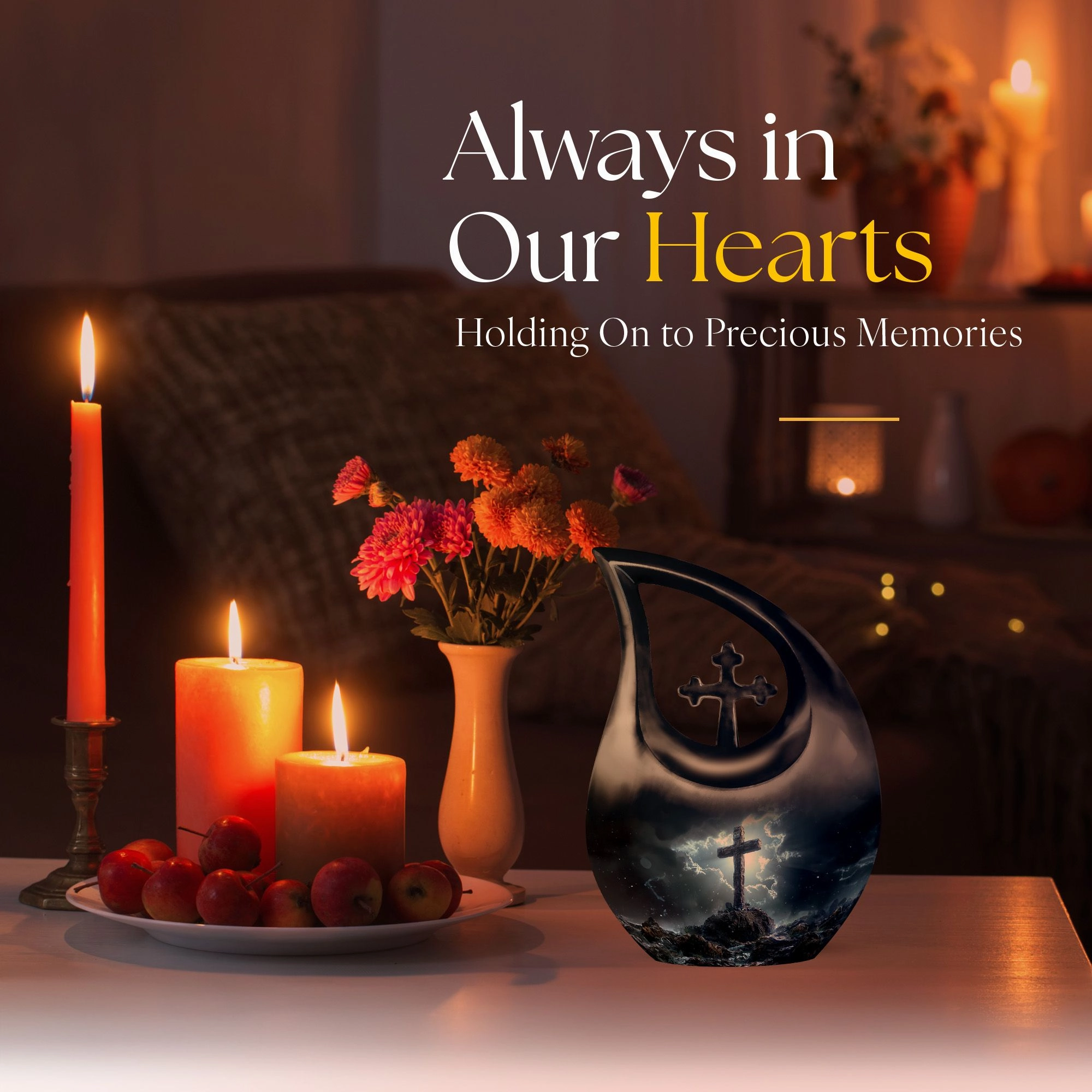 Cross Drop Urn - Adult Memorial Cremation Urn For Ashes