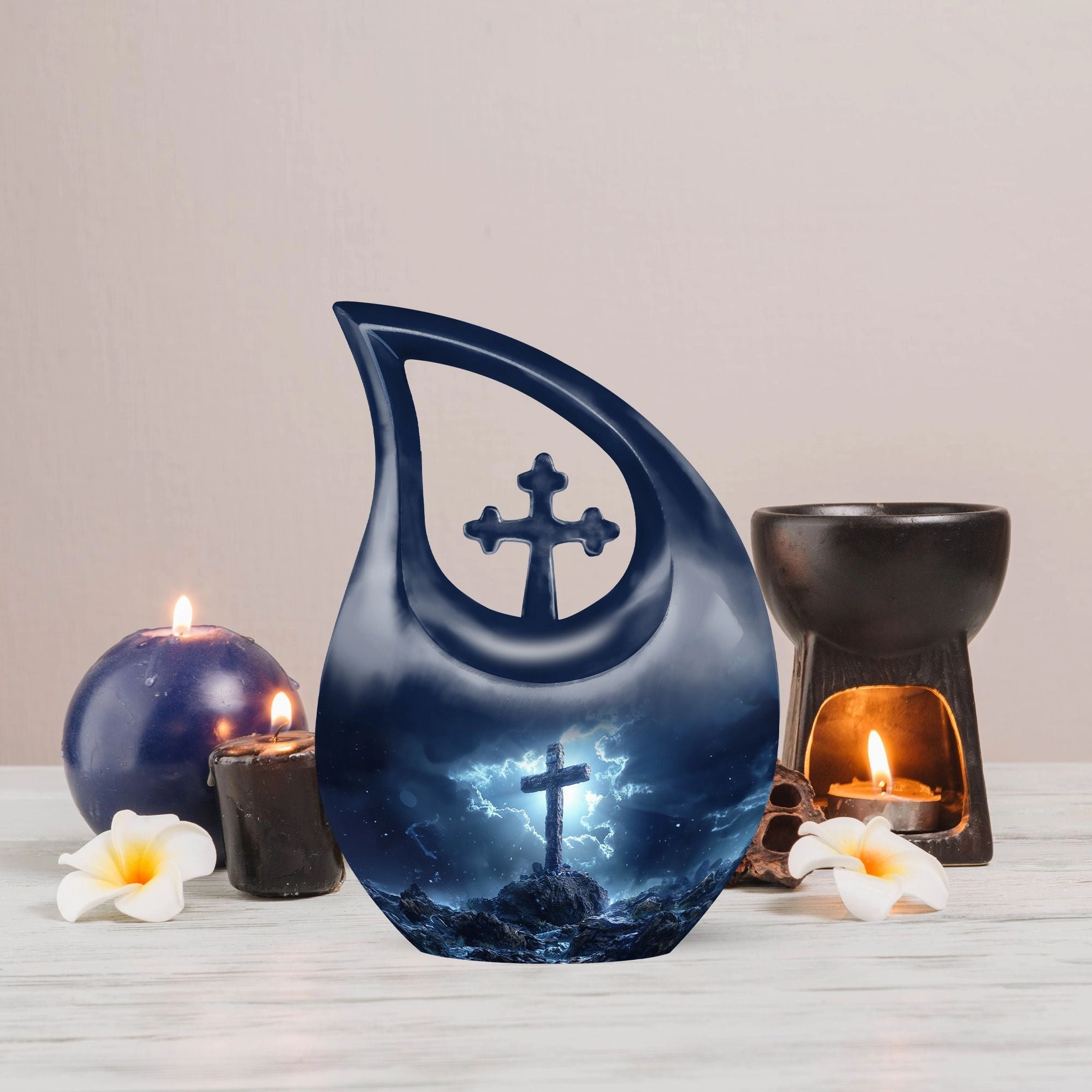 Cross Drop Urn - Adult Memorial Cremation Urn For Ashes